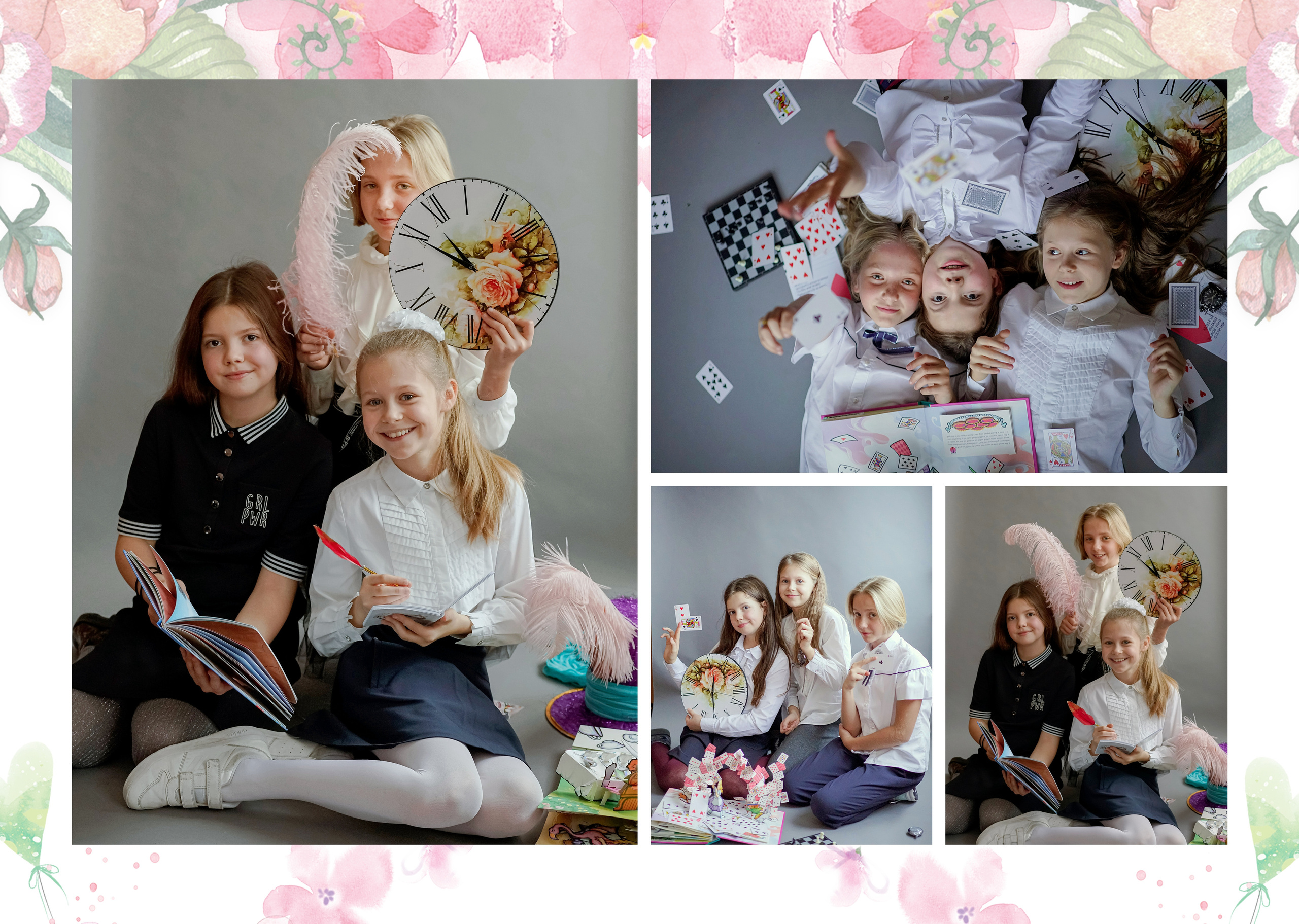 Школа МГПУ Дизайн «Алиса в стране чудес» ИНДИВИДУАЛЬНЫЕ РАЗВОРОТЫ. Анна Белашова ВЫПУСКНЫЕ АЛЬБОМЫ, фото и видеосъёмка