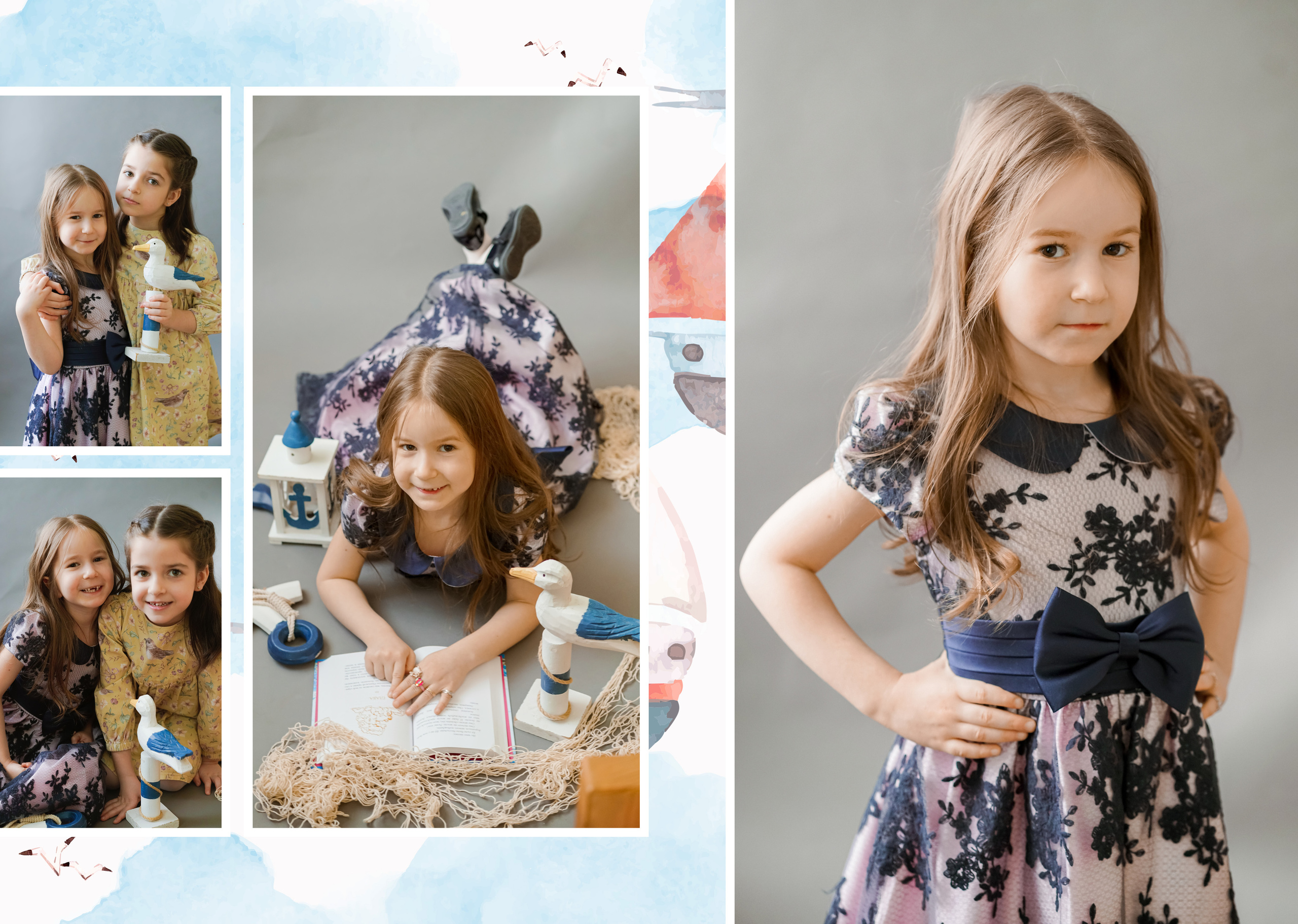 Персональные развороты и обложка дизайн «Кораблик». Анна Белашова ВЫПУСКНЫЕ АЛЬБОМЫ, фото и видеосъёмка