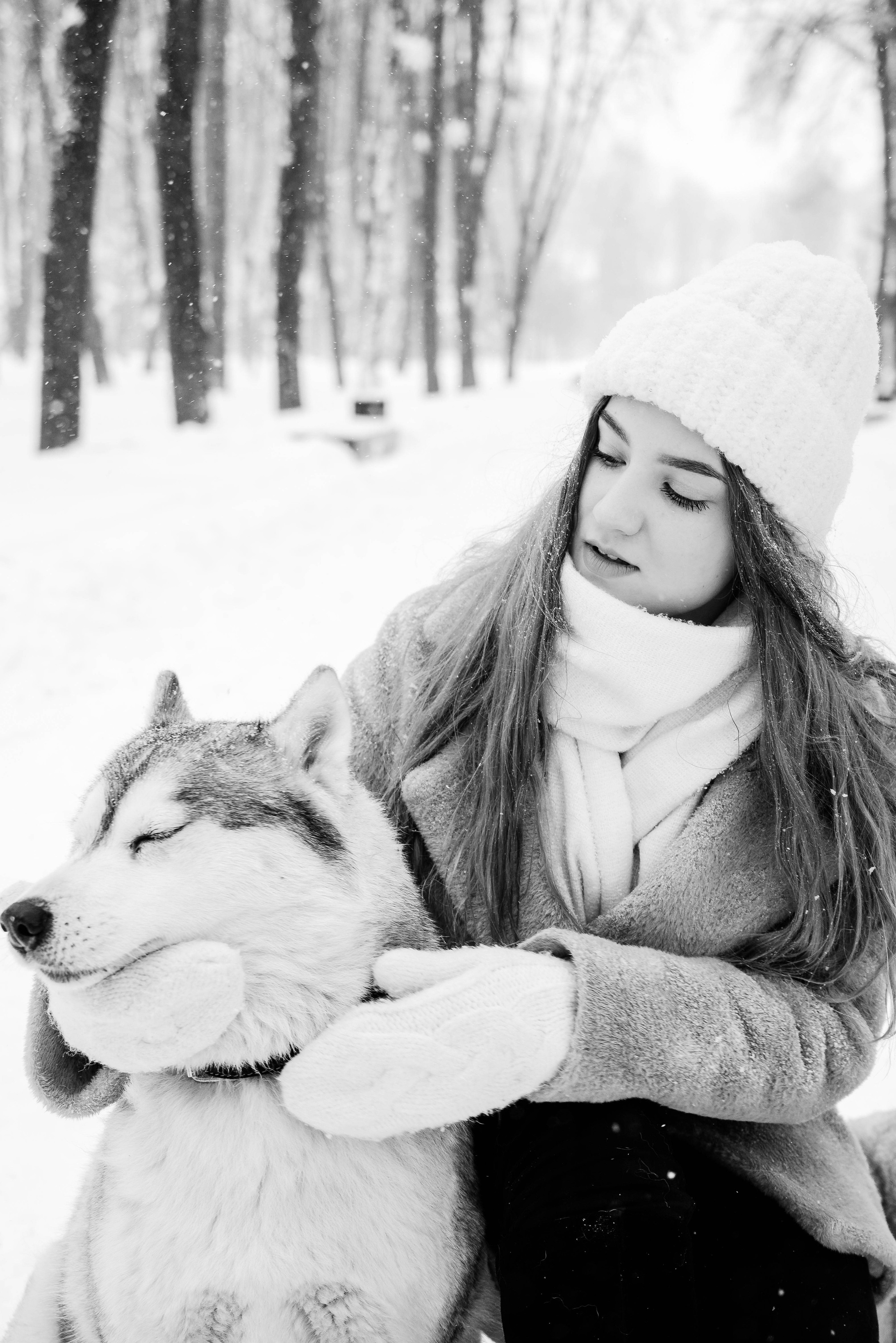 Маша с двумя хаски в снегу. Свадебный и портретный фотограф в Липецке Юлия Свит