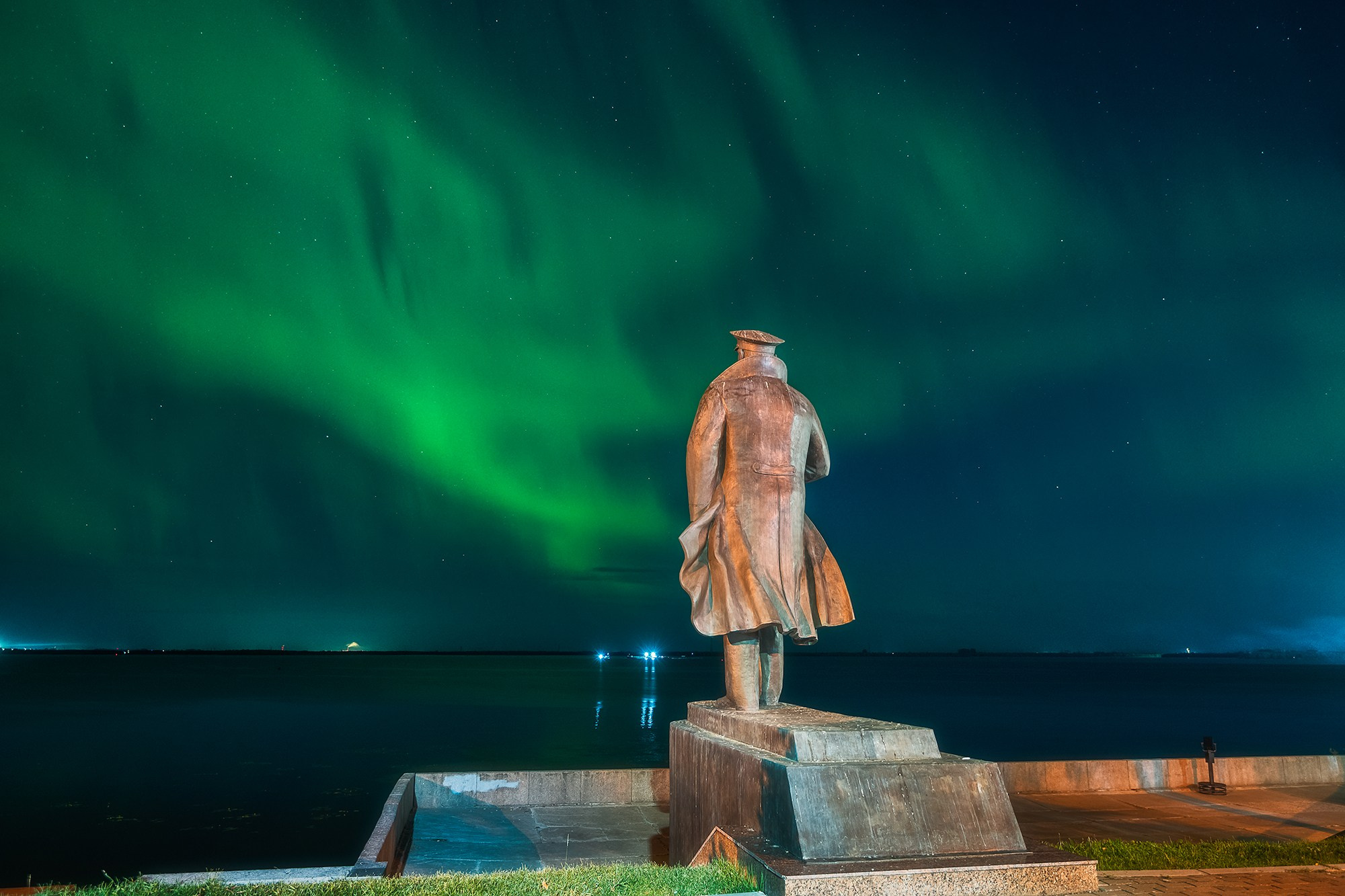 Северное сияние. Аэросъемка в Архангельске, Александр Ермолин