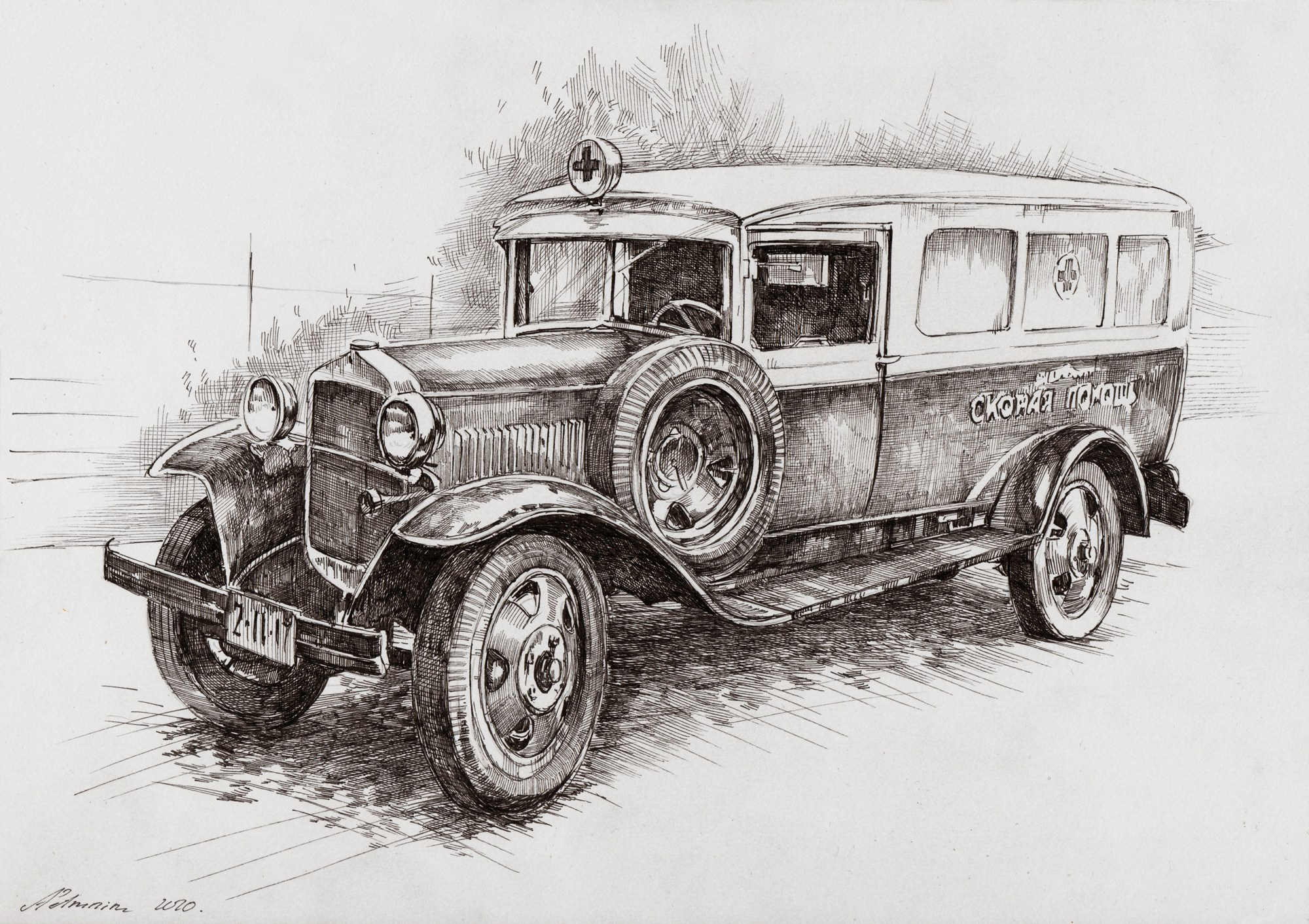 Легковые и грузовые автомашины СССР. Художник Александр Петрунин