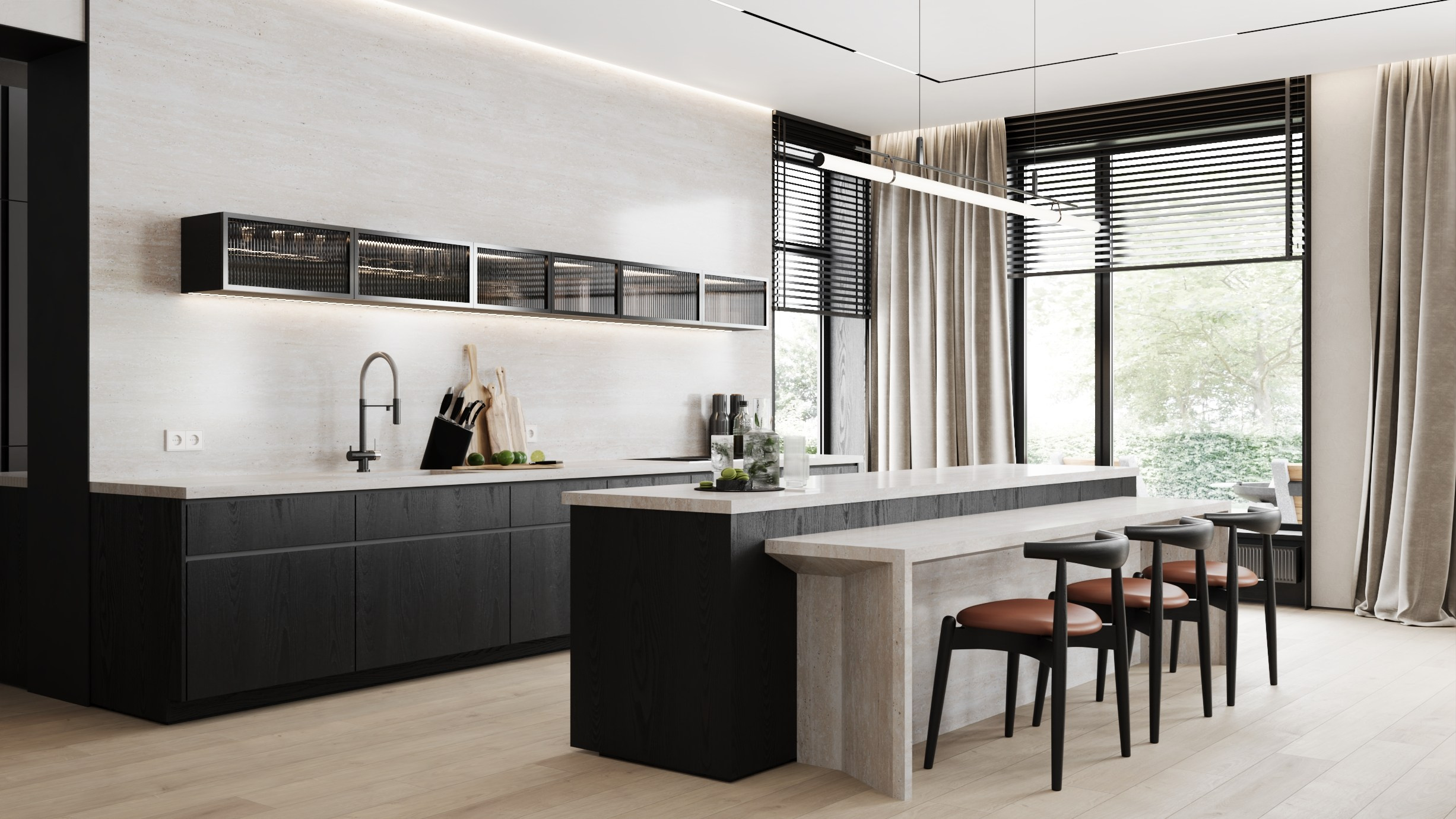 Проект коттеджа в стиле теплый минимализм. Дизайнер интерьера Липатов Никита. Москва