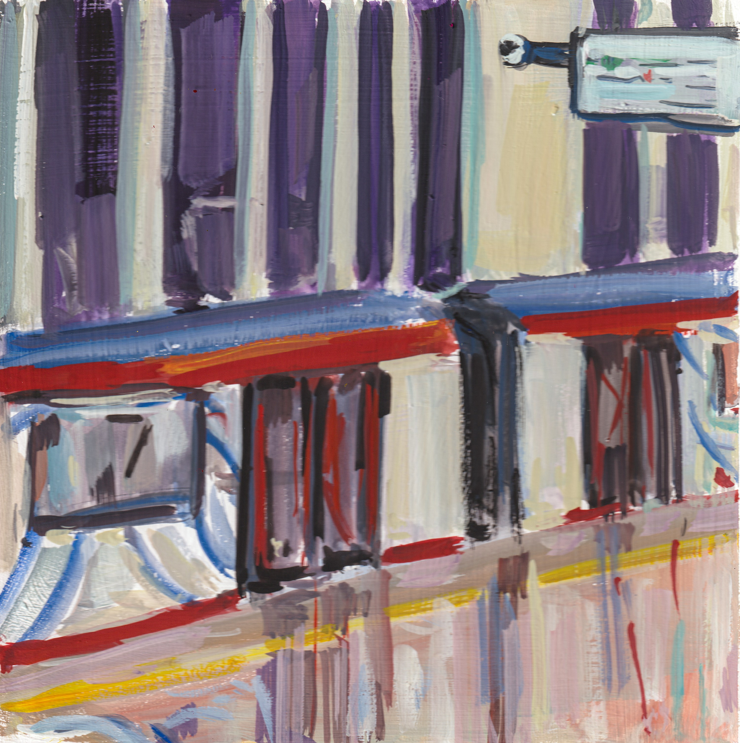 "A study. The train arrives" cardboard, gouache 18x18cm, 2026 not for sale