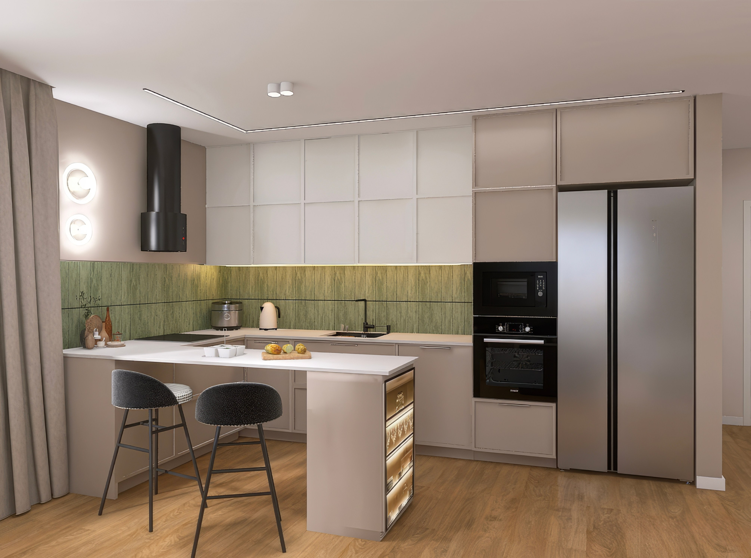 Кухня-гостиная и Санузел из загородного дома, г. Пермь. Дизайнер интерьера в Санкт-Петербурге Ольга Рытаровская