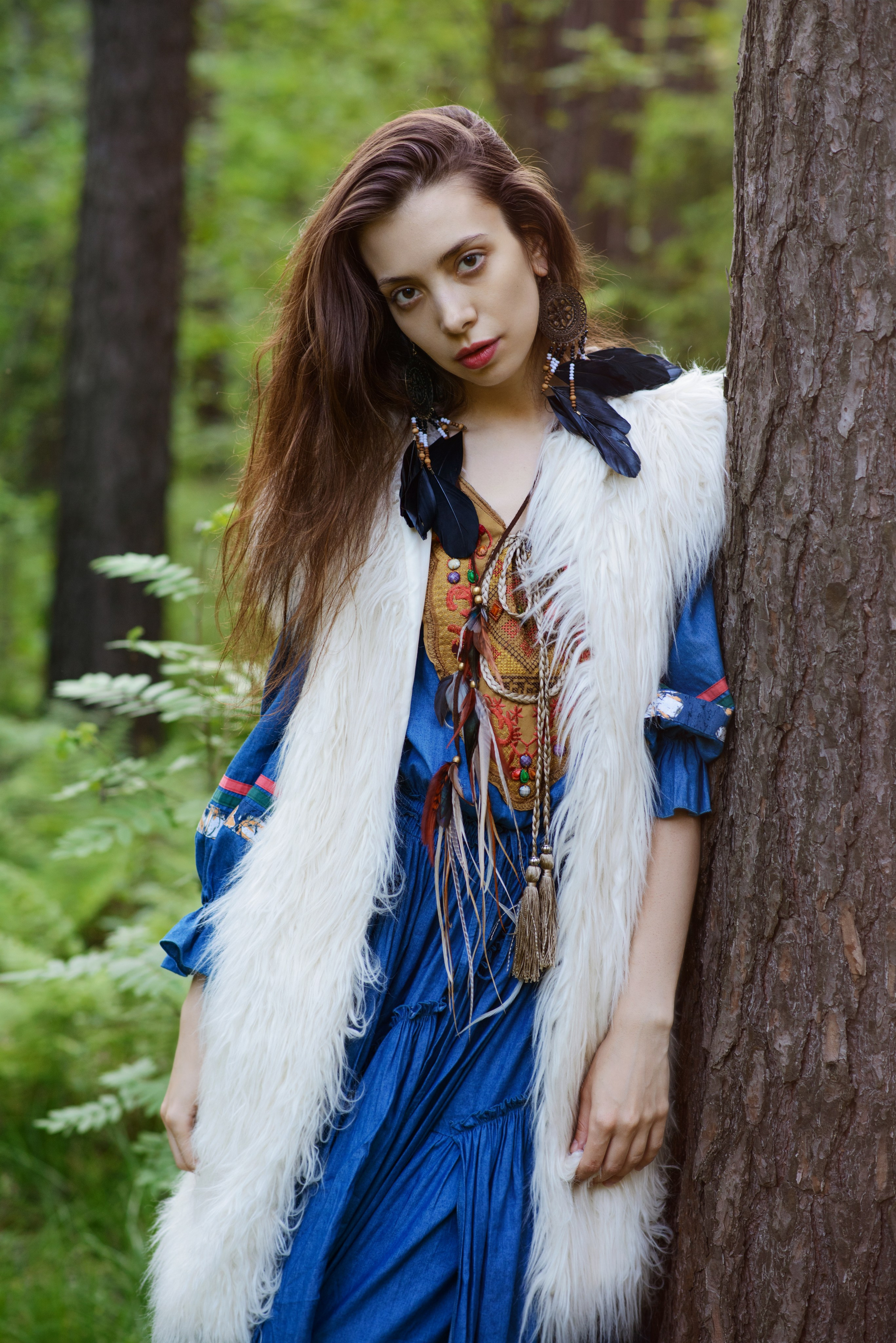 Портретная фотосессия на природе в бохо образе