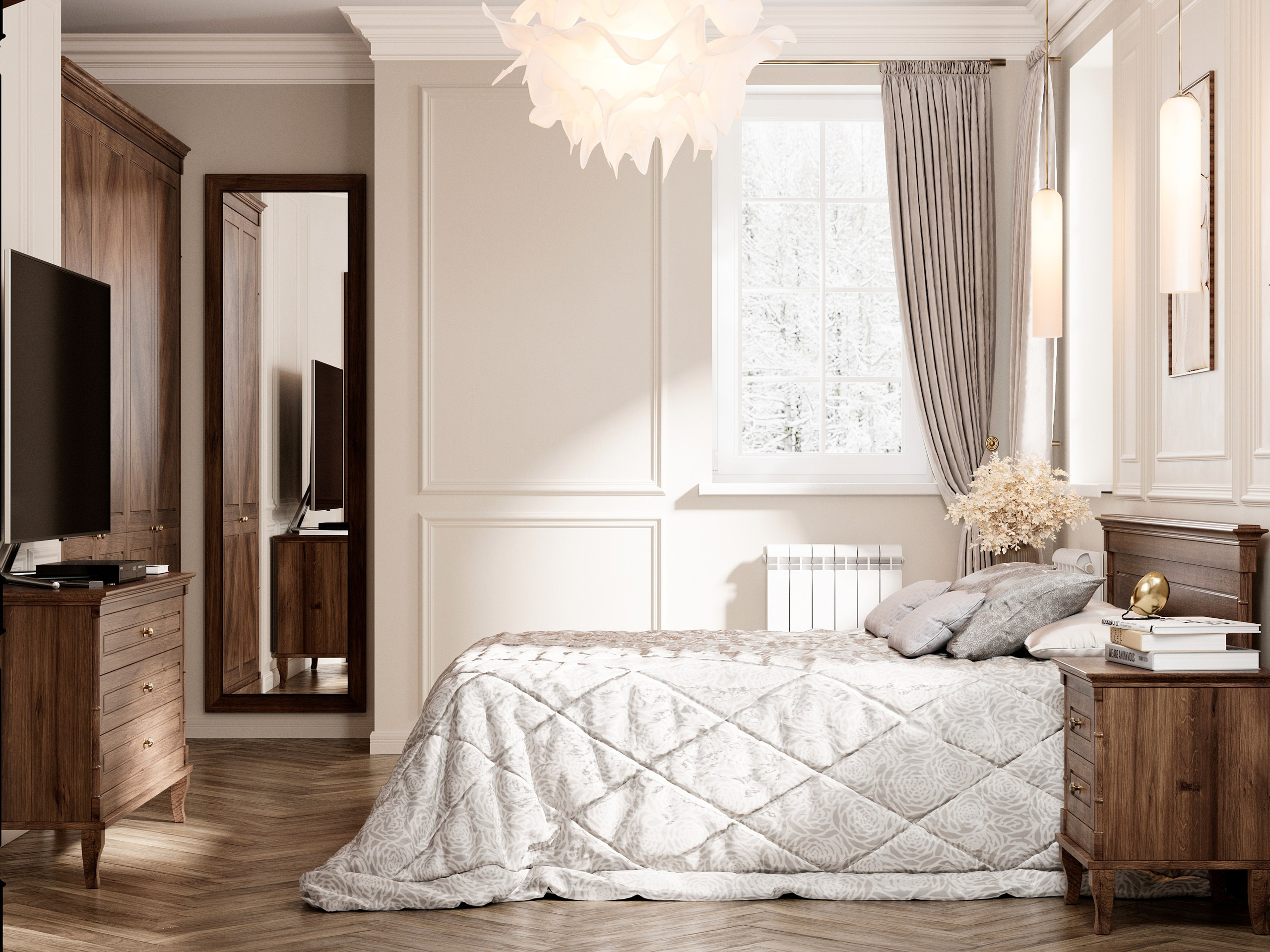 Спальня на 2 этаже. Intoo.ru — Дизайн интерьера в Москве. Частный дизайнер Роман Королев