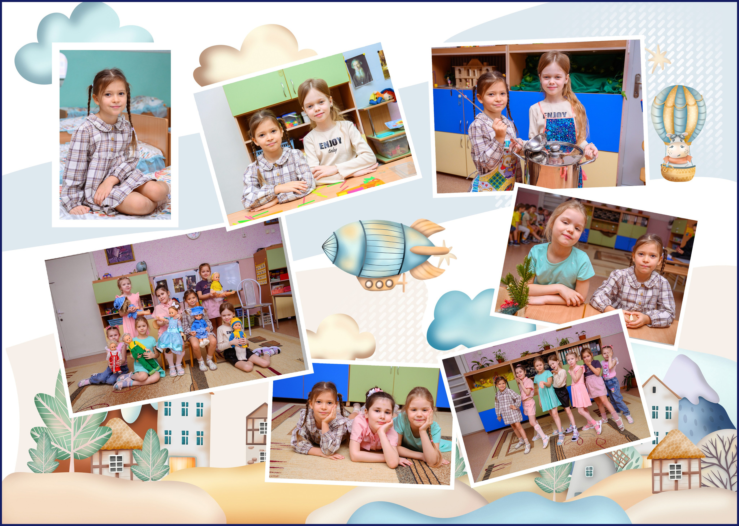 Выпускной альбом индивидуальный «Кубы» для детского сада на четыре разворота. Фотограф. Выпускные альбомы в Барнауле