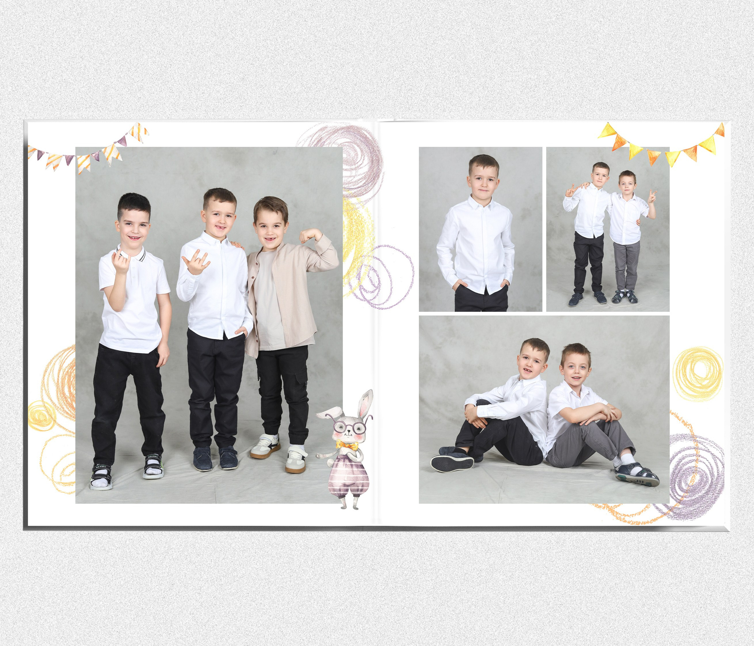 Детская фотокнига "Солнечные зайчики". Выпускные альбомы в Тюмени для школ, садов, вузов спортивных секций