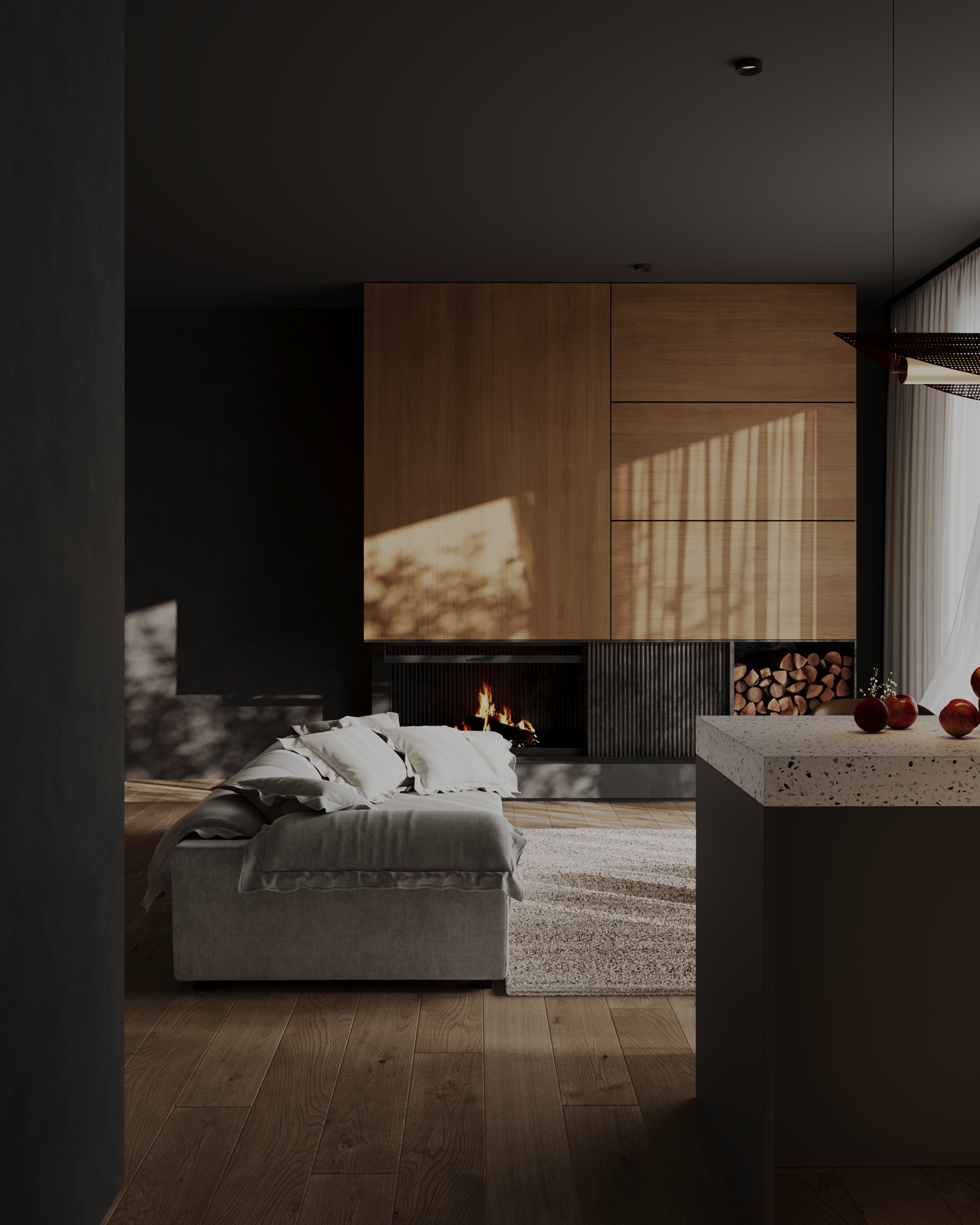 Black House Living room. Чуткий 3D визуализатор Татьяна Дроздова