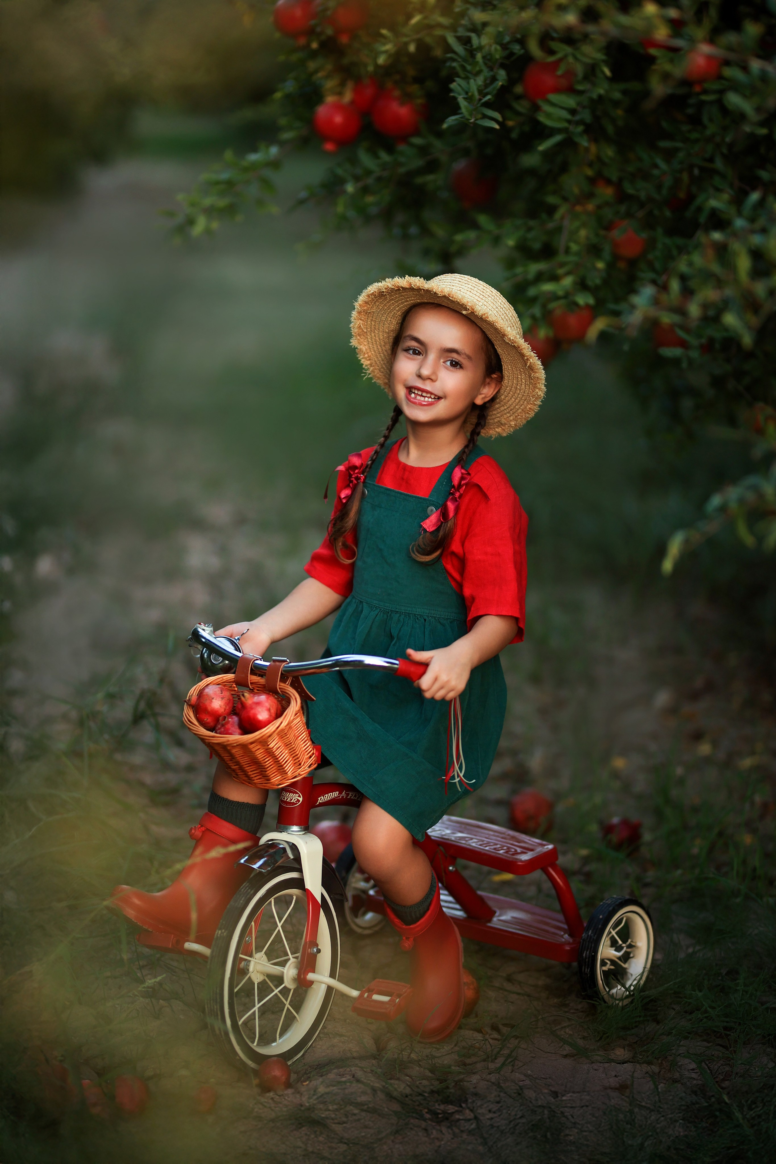 Photoshooting in pomegranate garden