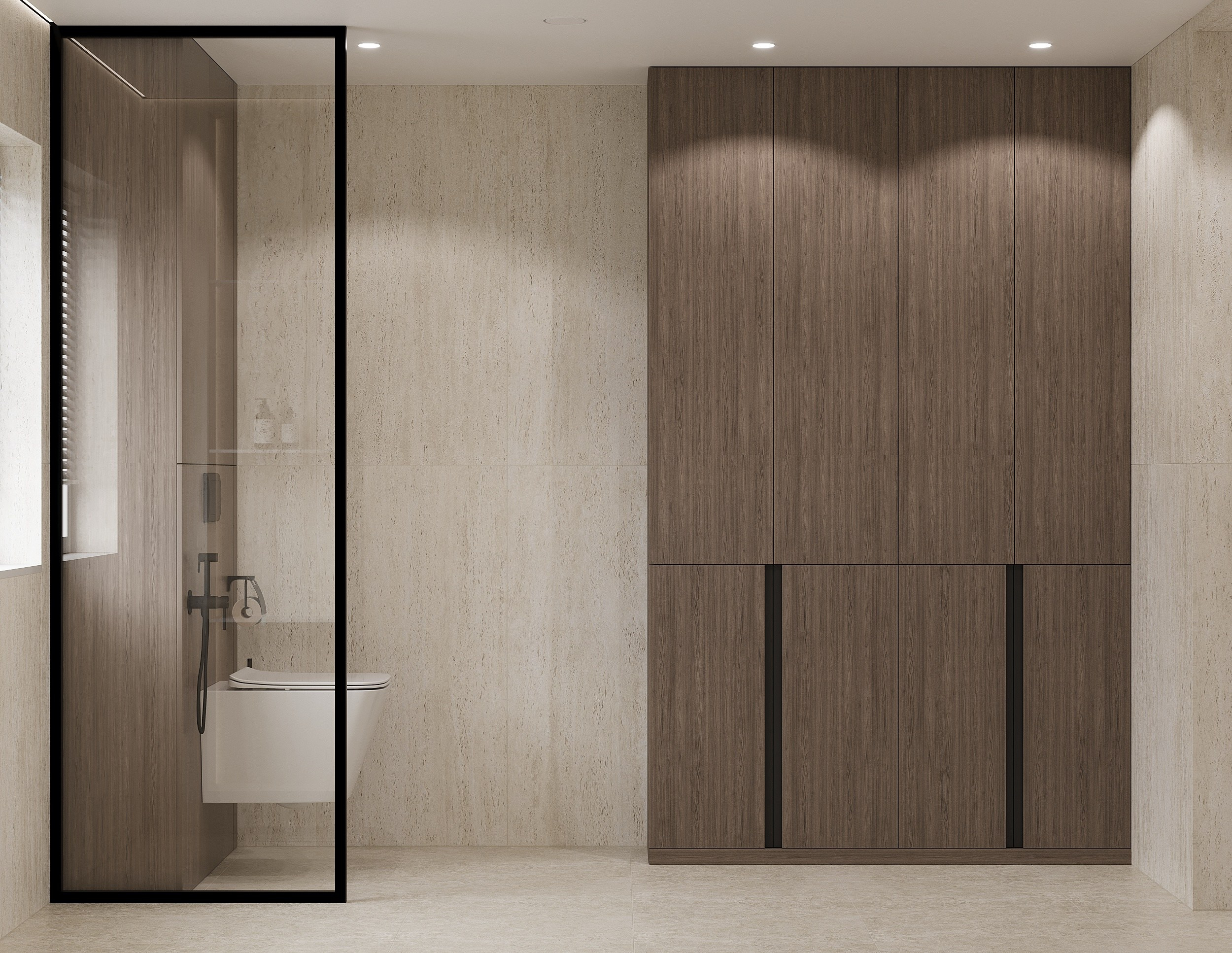 Санузел и постирочная. 3D визуализация