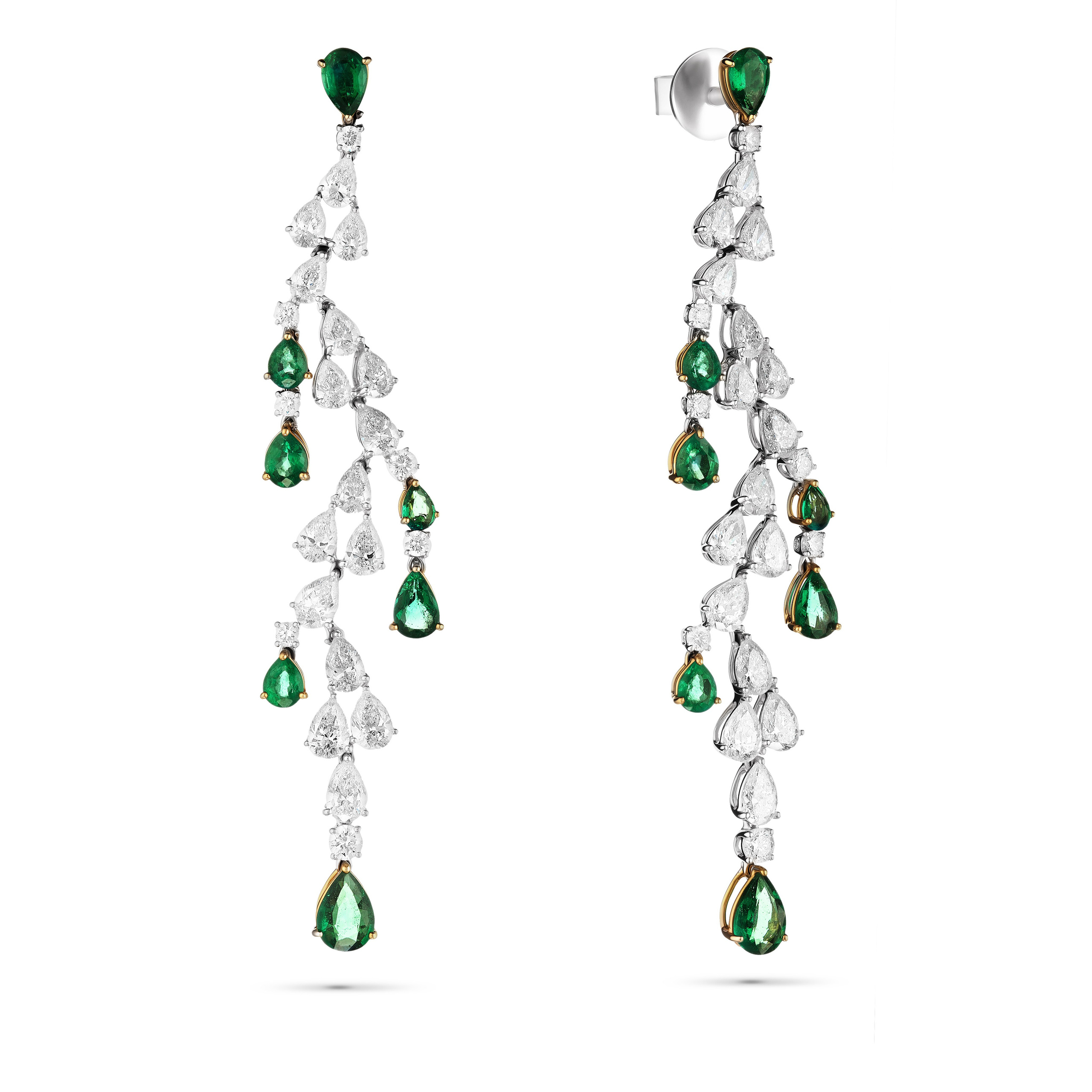 Серьги с изумрудами и бриллиантами Sirius, коммерческая предметная фотосъёмка для сайта. Фотограф Ринат Каримов, Алматы.