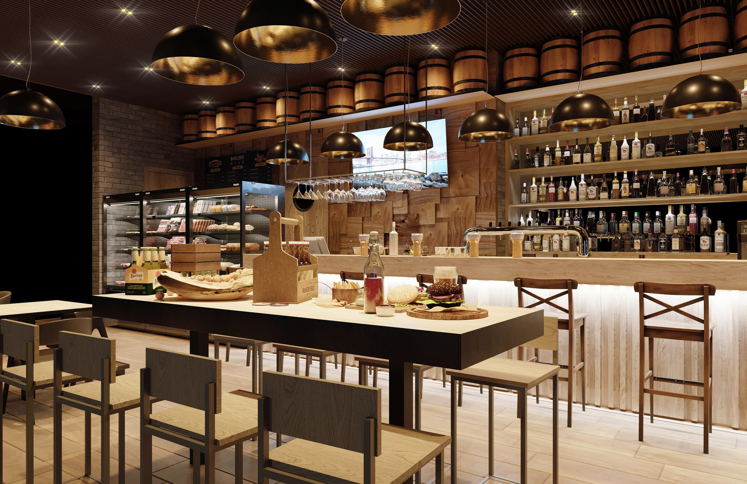 The Rock Burgers — Interior Design & 3D Visualization Project. 3D INTERIOR AND ARCHITECTURE VISUALIZATION