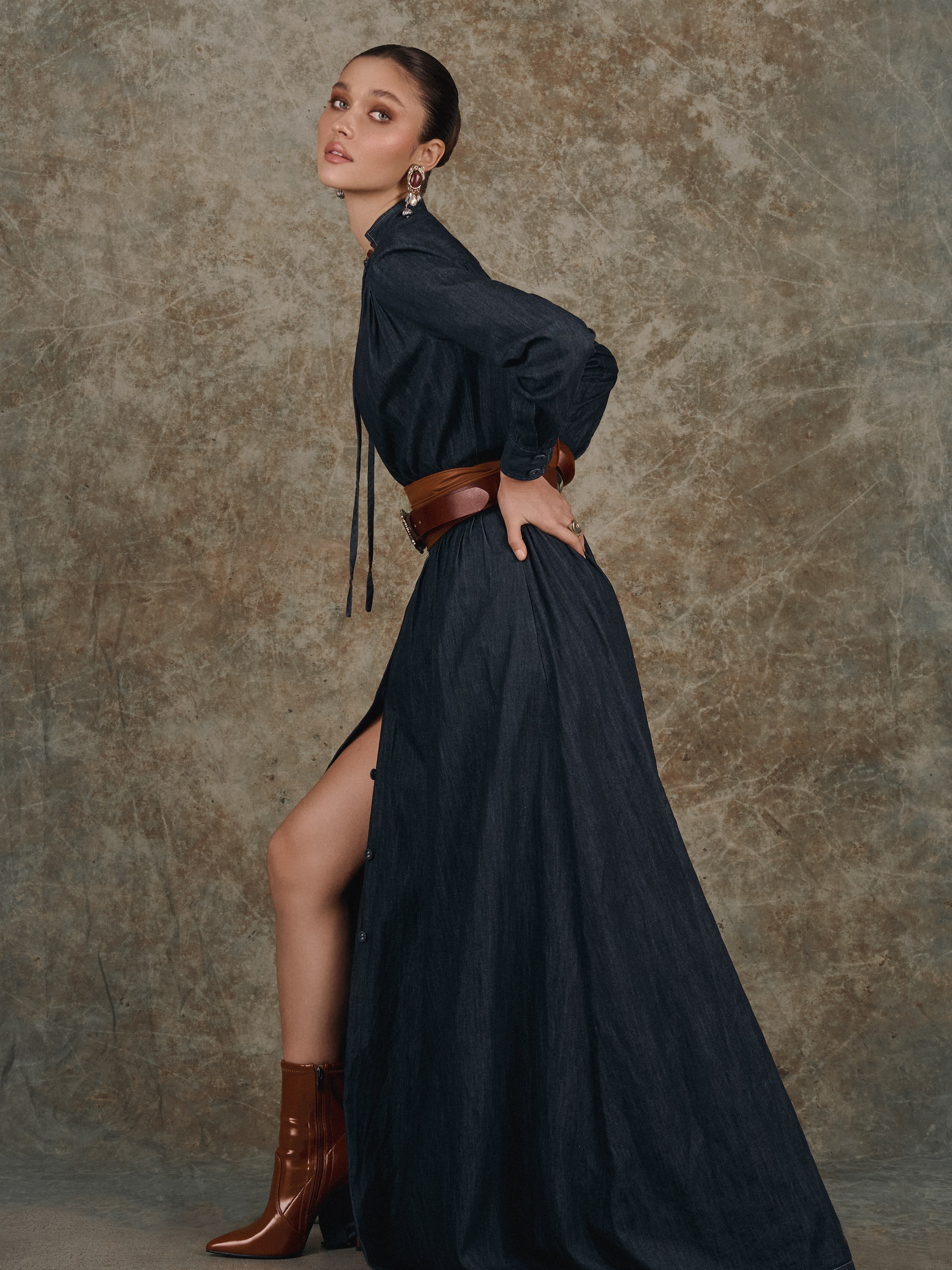 фотосессия в джинсовом платье