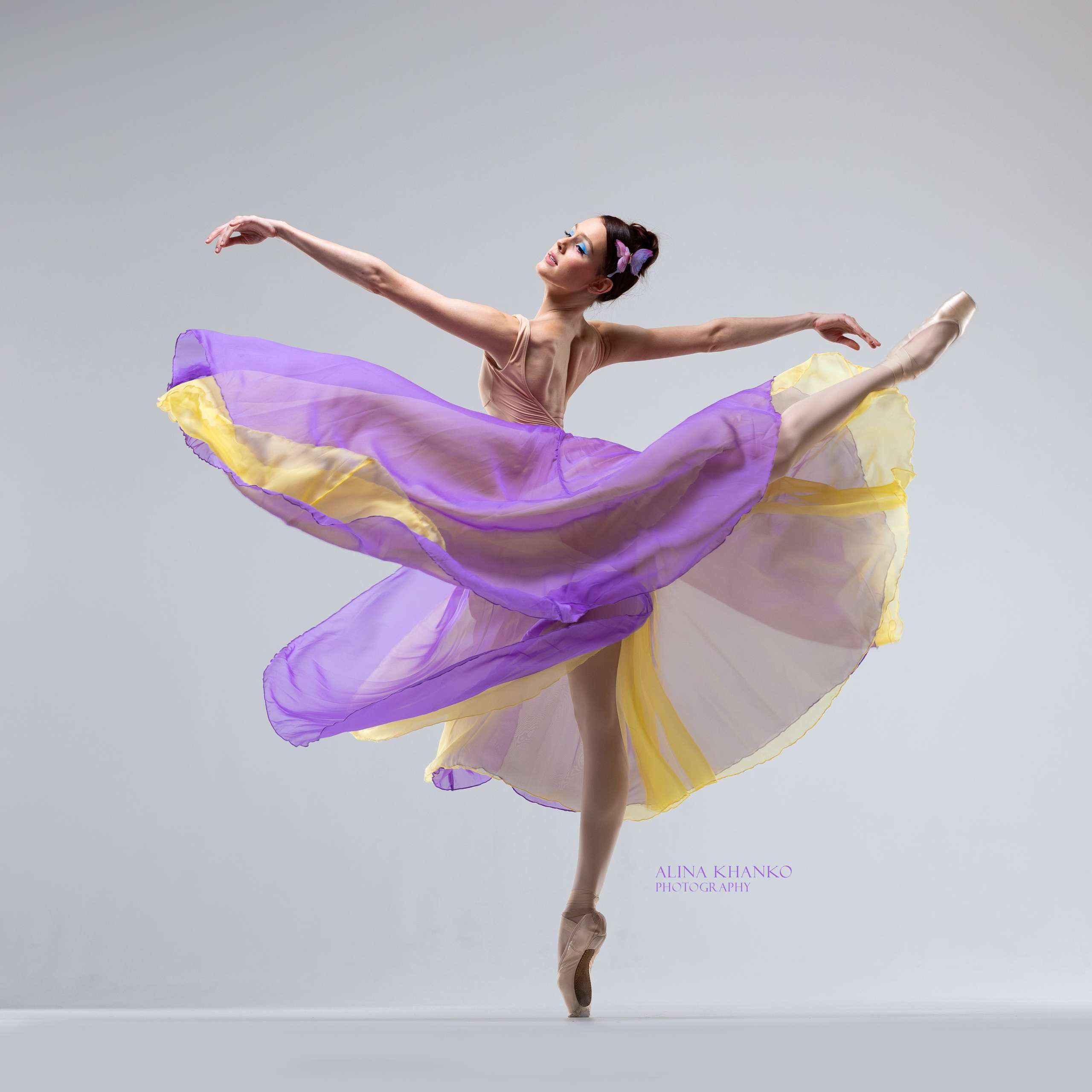 Жёлто-сиреневая воздушная двухсторонняя юбка напрокат бесплатно. Балетный фотограф Алина Ханько — Душа Балета