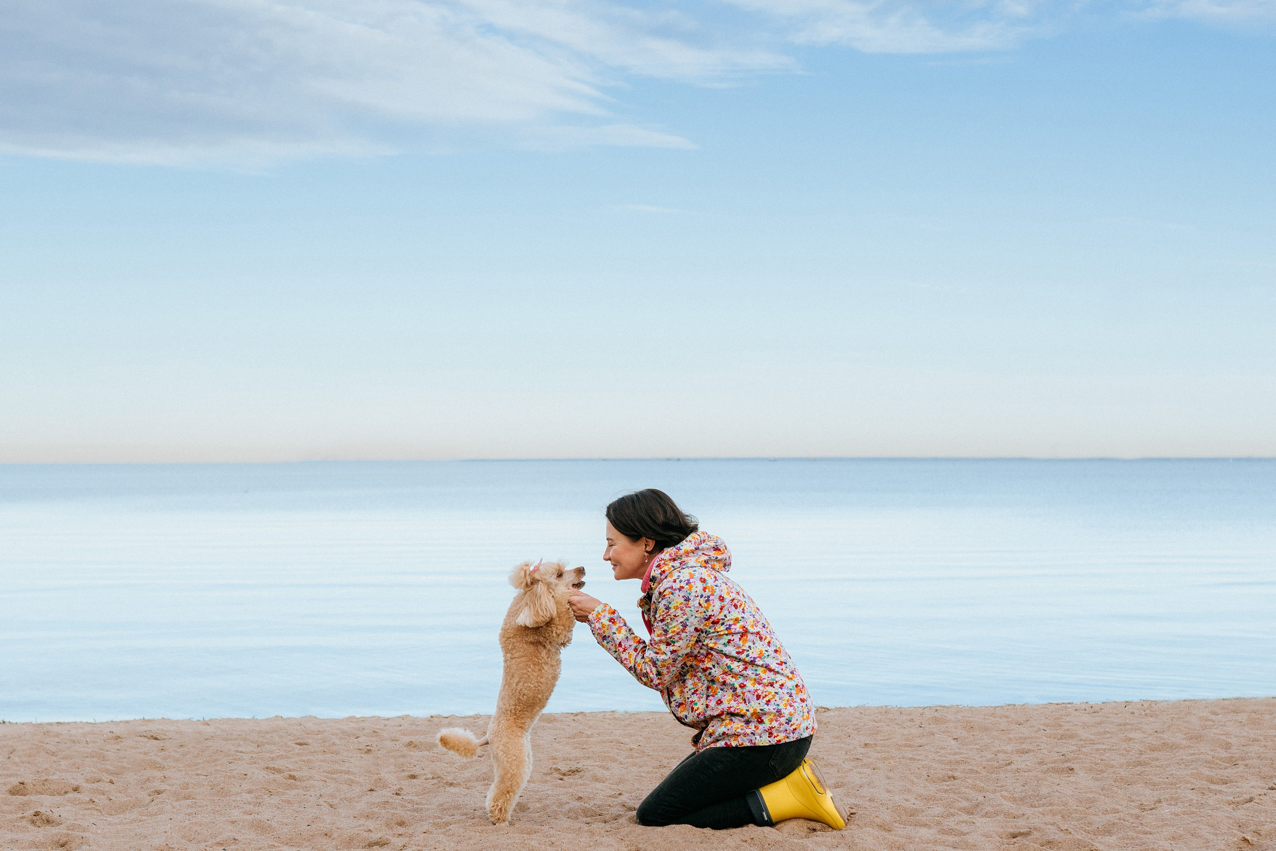 Фотосессия с собакой на пляже. Фотограф анималист в Спб недорого Олеся Майорова