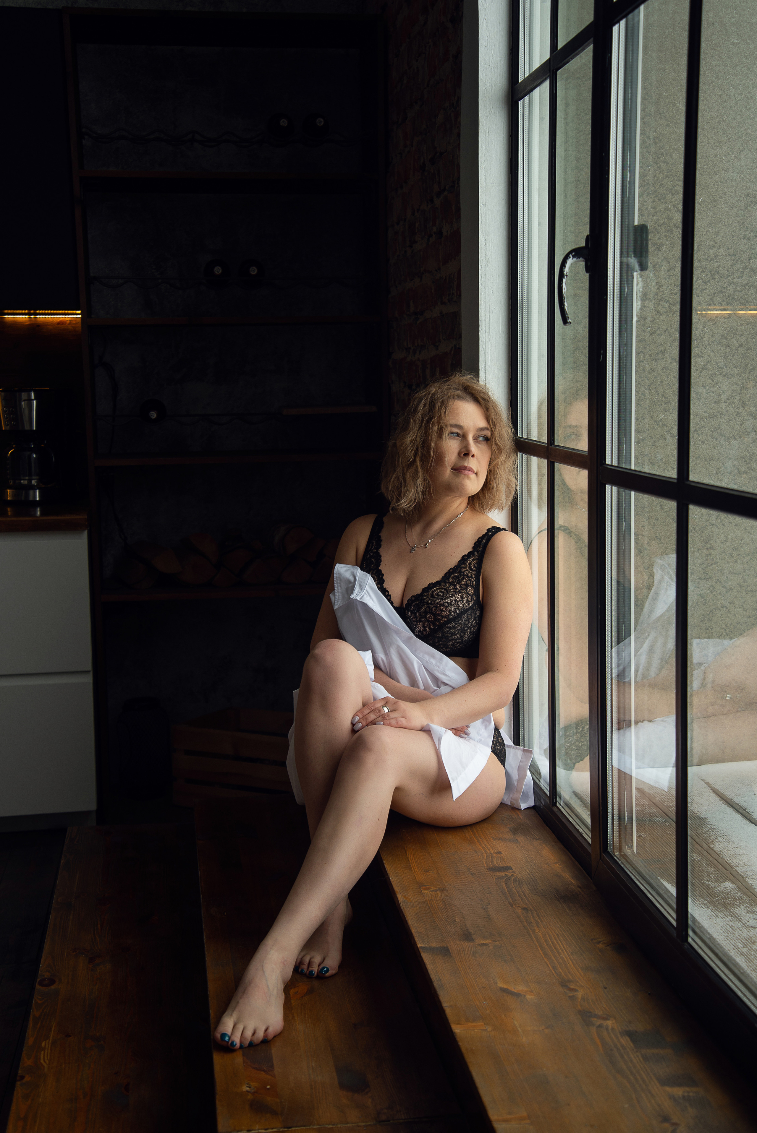 Девушка в белой рубашке, фотосессия в белье студийная. СПБ. Женский фотограф Санкт-Петербург Александра Колий