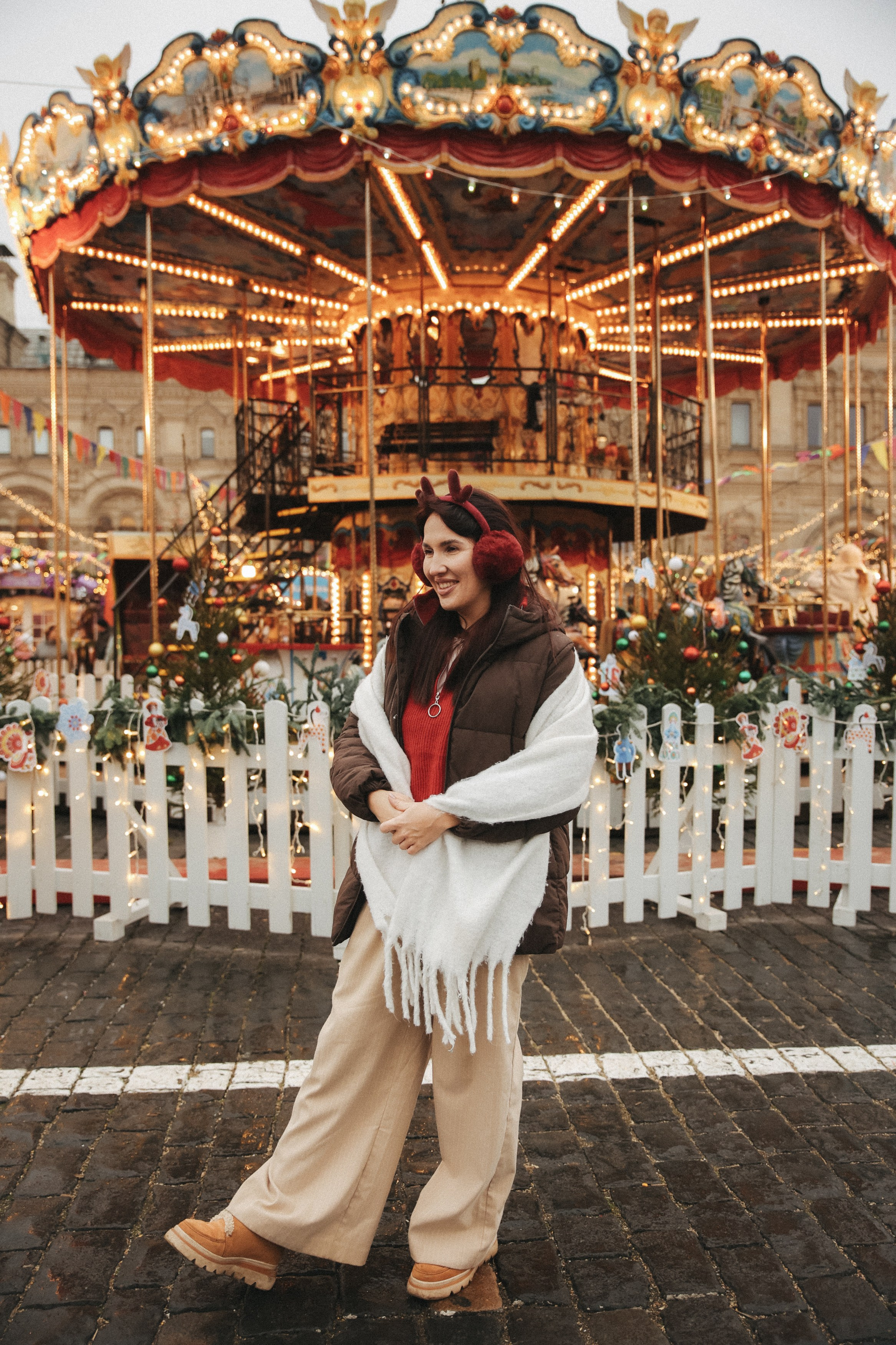 Новогодняя фотосессия на Гум ярмарка мама и дочка. Фотограф Владимир Москва