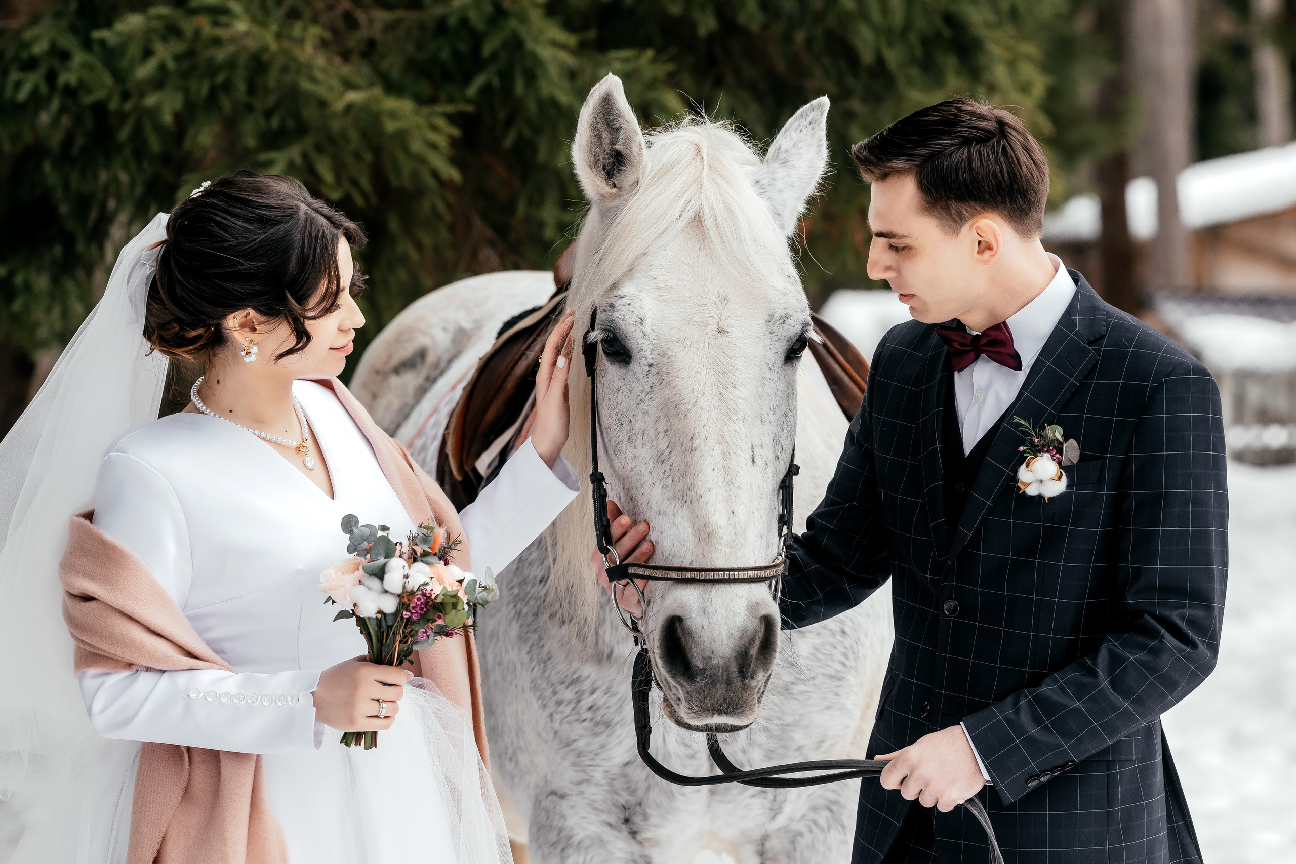 Зимняя свадьба в Загородном клубе «Барин». Свадебный и семейный фотограф Виктория Носачёва. Щелково, Москва и МО