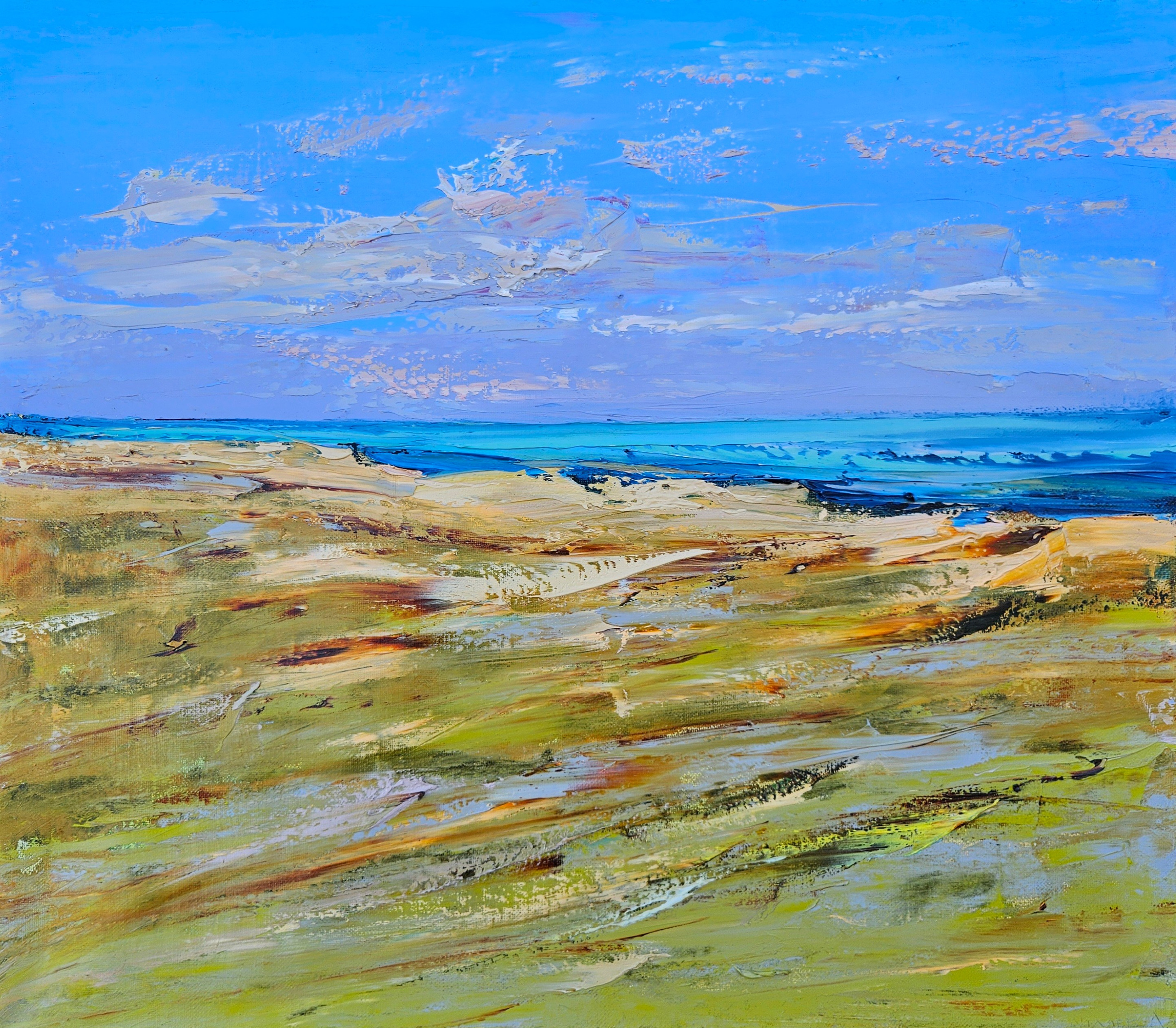 Морской пейзаж, степь, море, небо