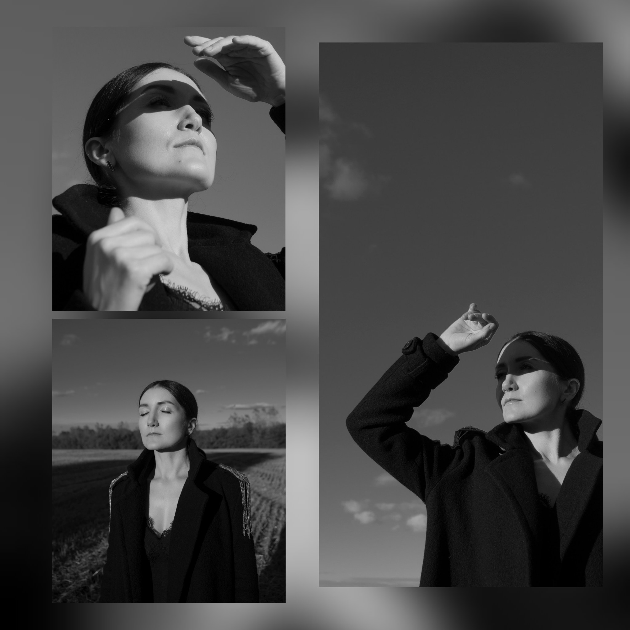 чб фото девушки в поле