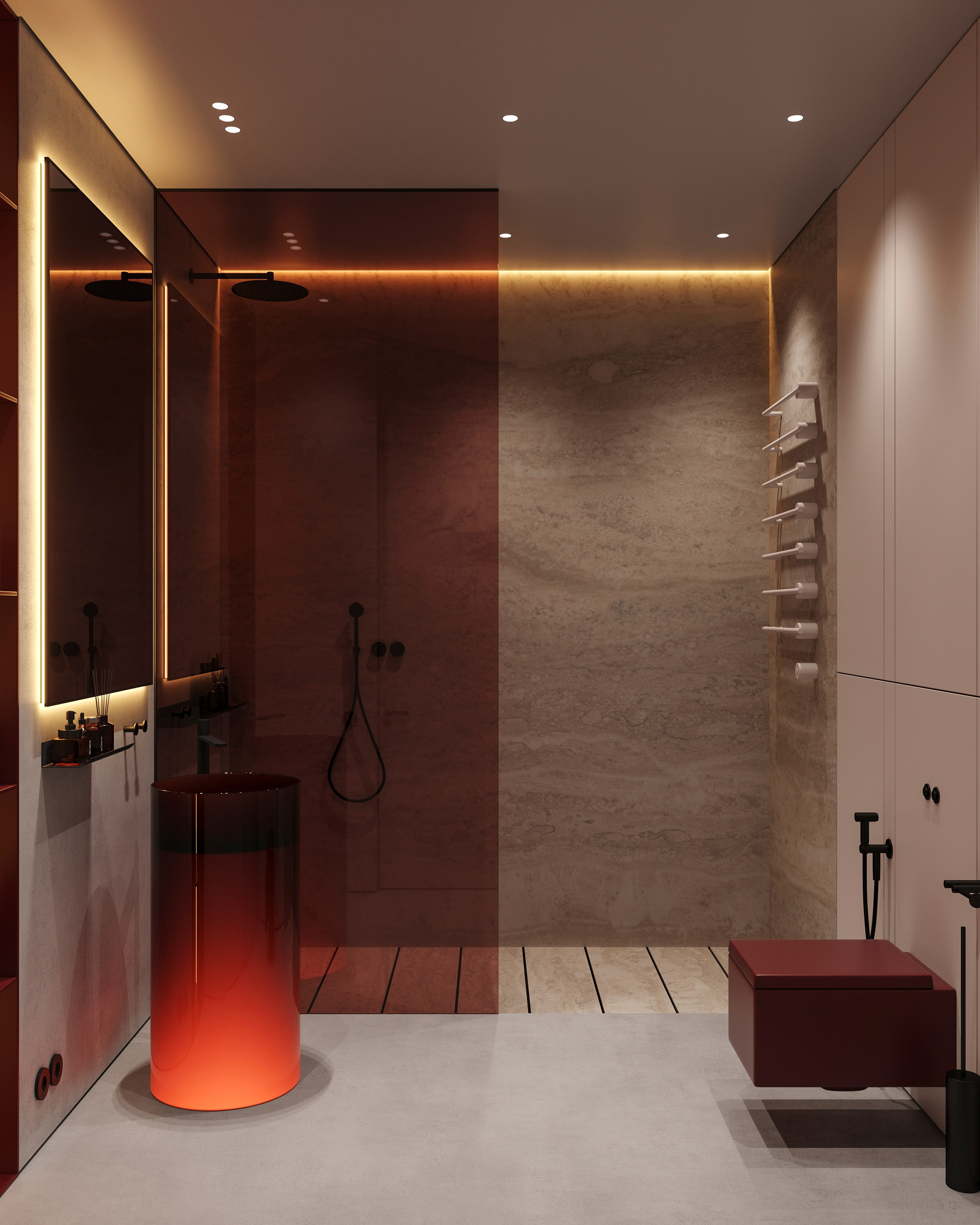 DRAMATIC RED | DESIGNER ANNE KIREEVA. Interior Visualization by Valerie Stetyukevich