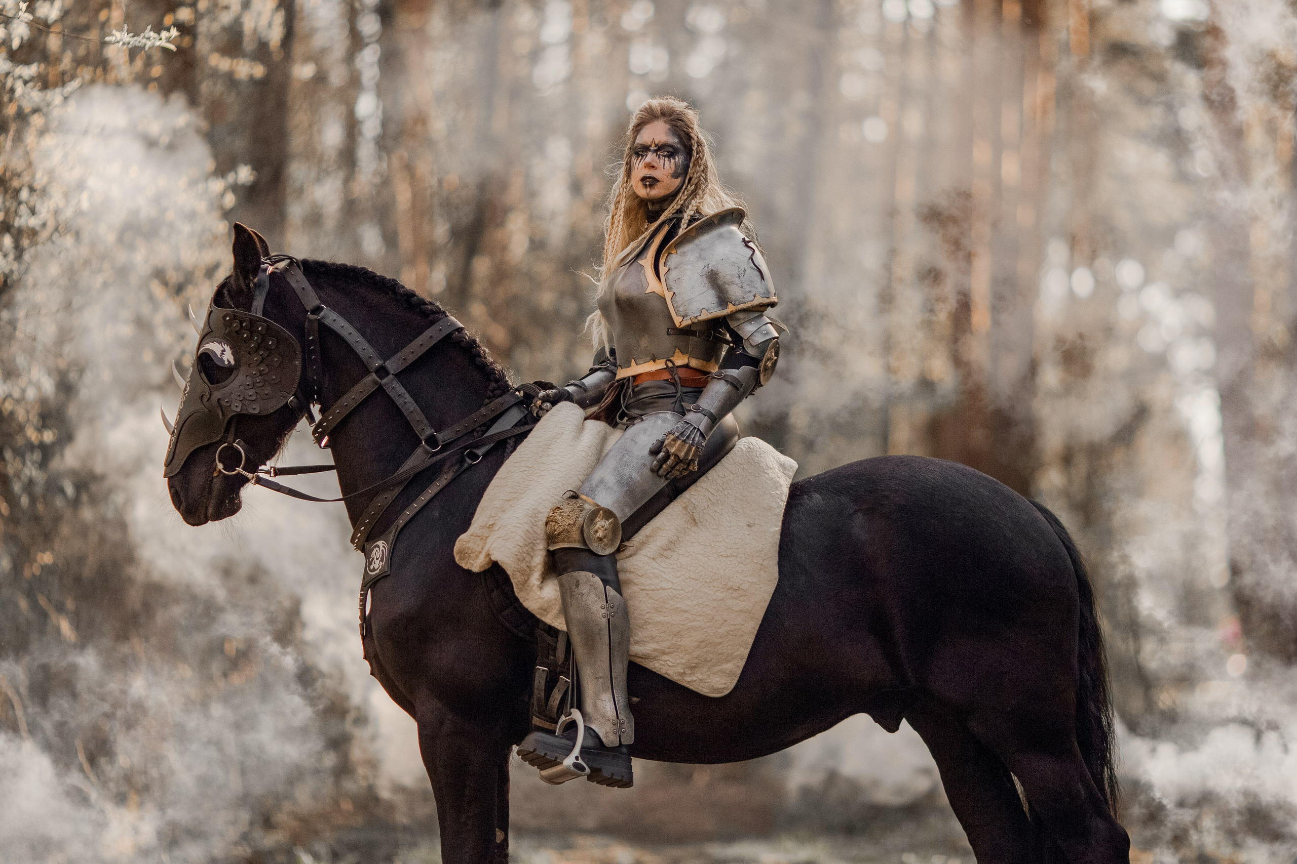 Фотосессия в рыцарских доспехах с лошадью
