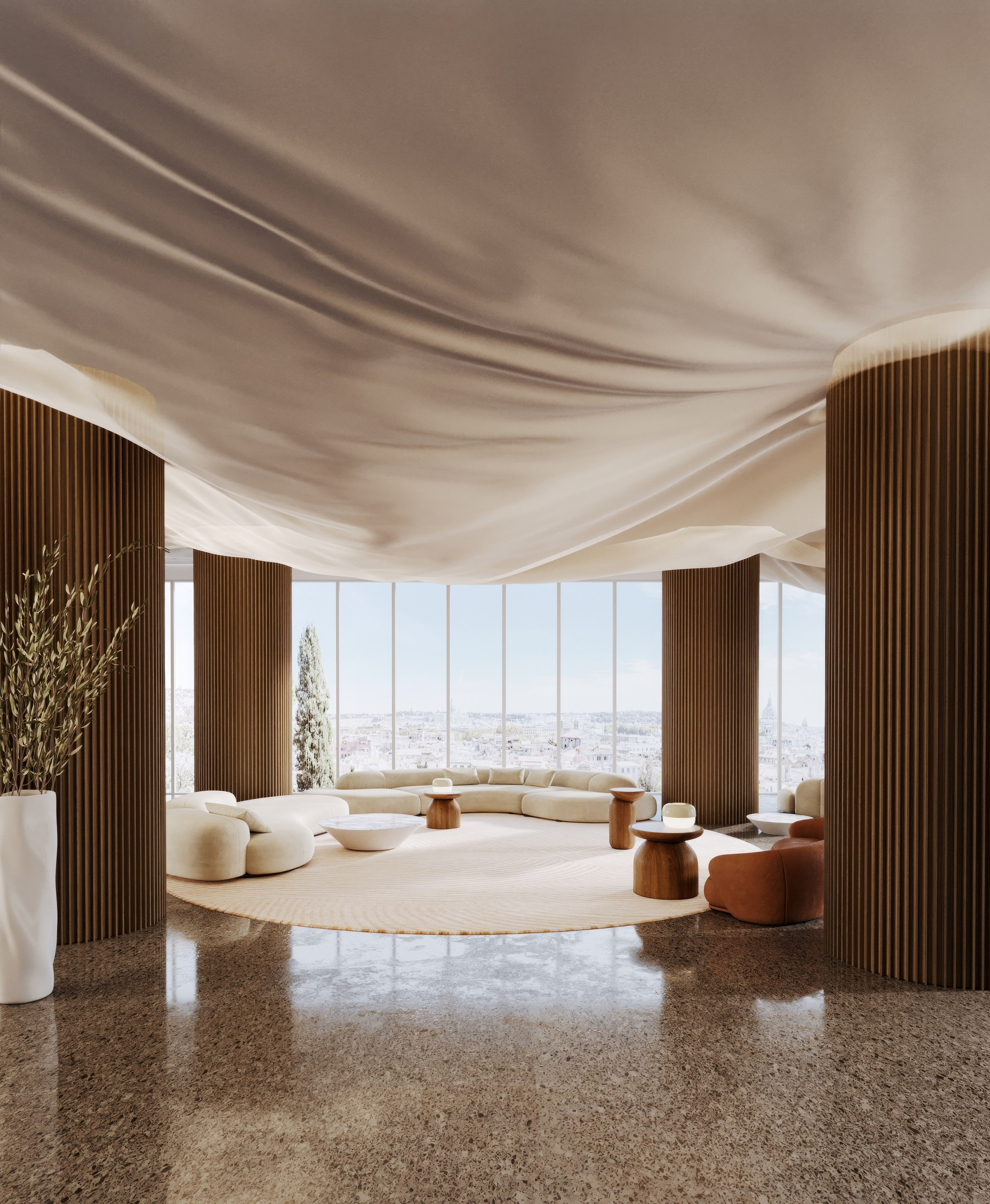 визуализация офиса в минималистичном современном эко стиле