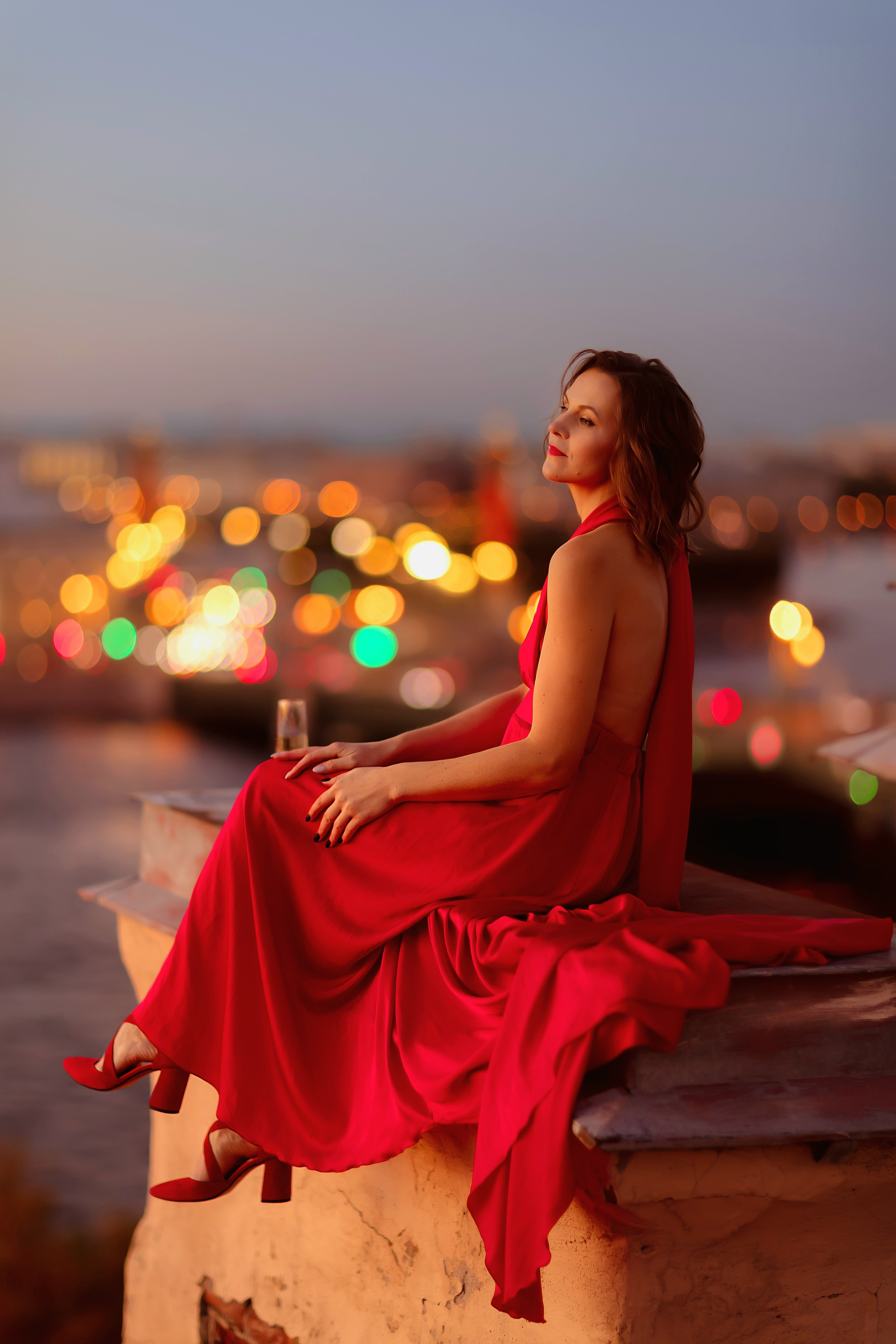 Женская съемка на крыше в закате. Фотограф в Санкт-Петербурге Анастасия Полякова