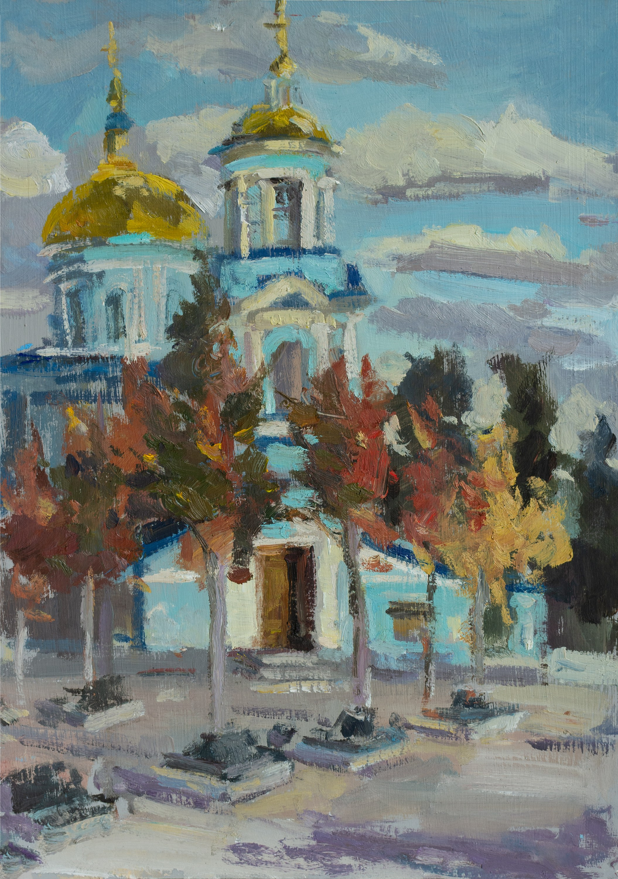 "Этюд.Покровский собор" картон, масло 35х24.5см, 2023г
