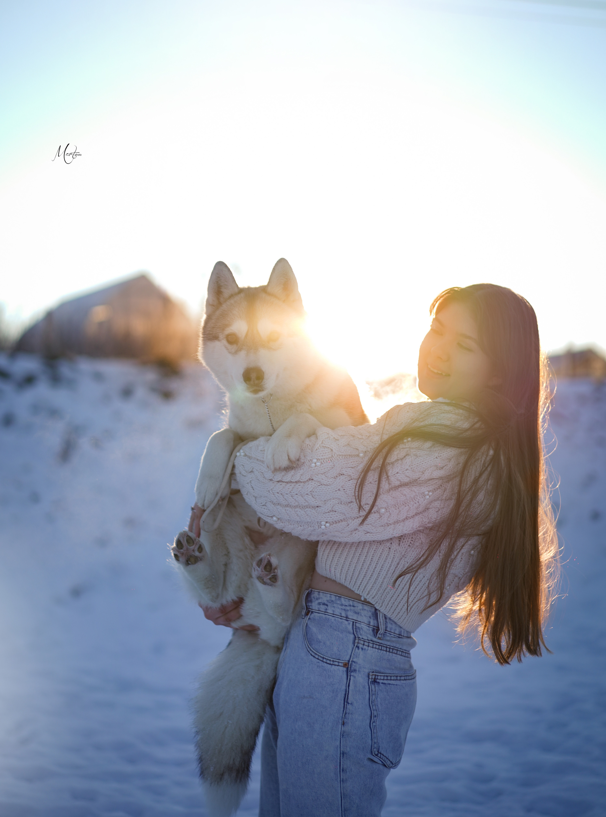Саша и хаски зима. Фотограф-анималист в Санкт-Петербурге Яна Мартынова