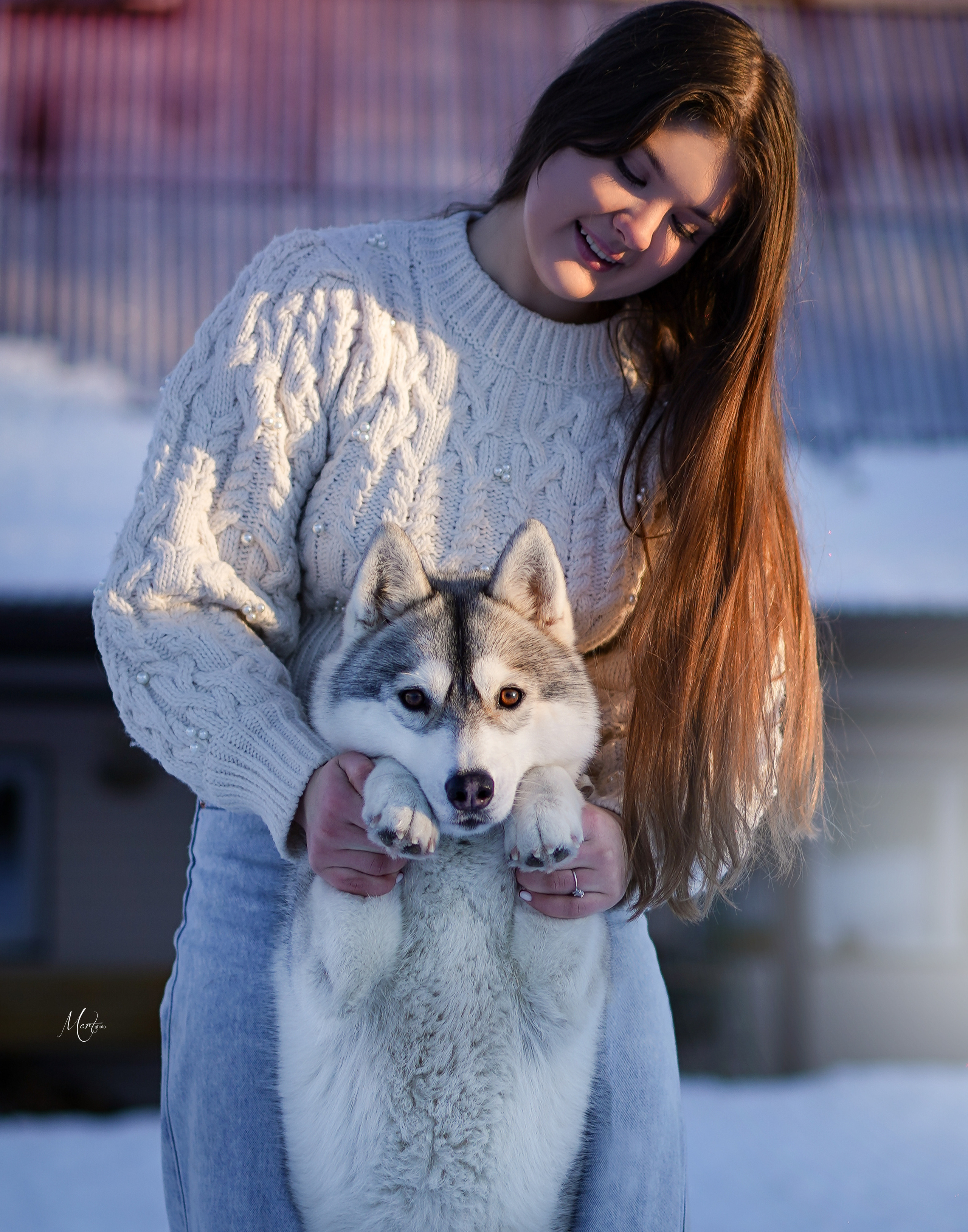 Саша и хаски зима. Фотограф-анималист в Санкт-Петербурге Яна Мартынова