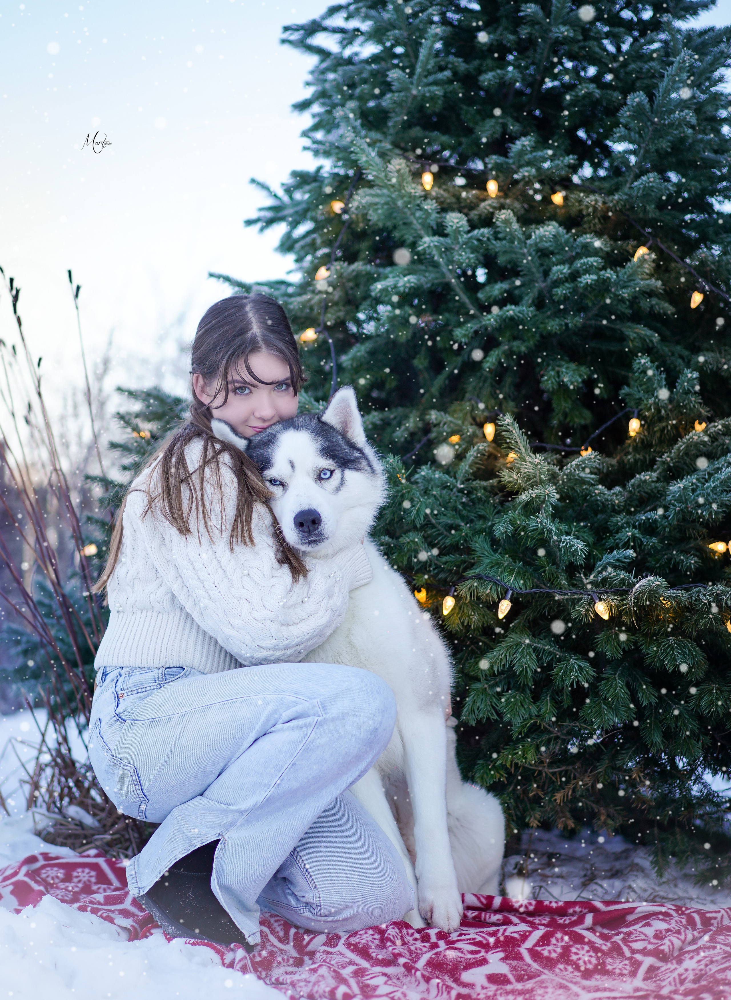 Саша и хаски зима. Фотограф-анималист в Санкт-Петербурге Яна Мартынова