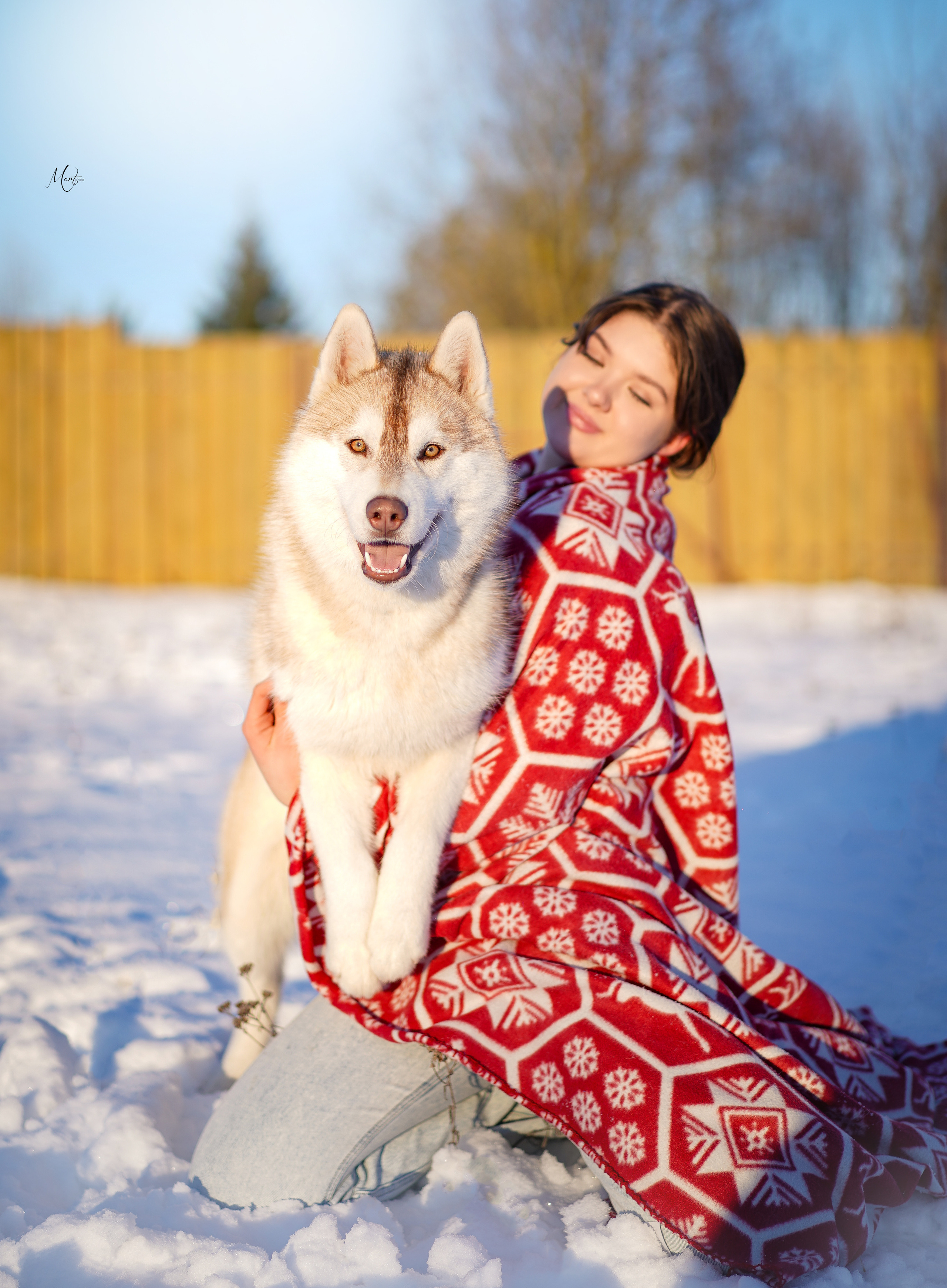 Саша и хаски зима. Фотограф-анималист в Санкт-Петербурге Яна Мартынова