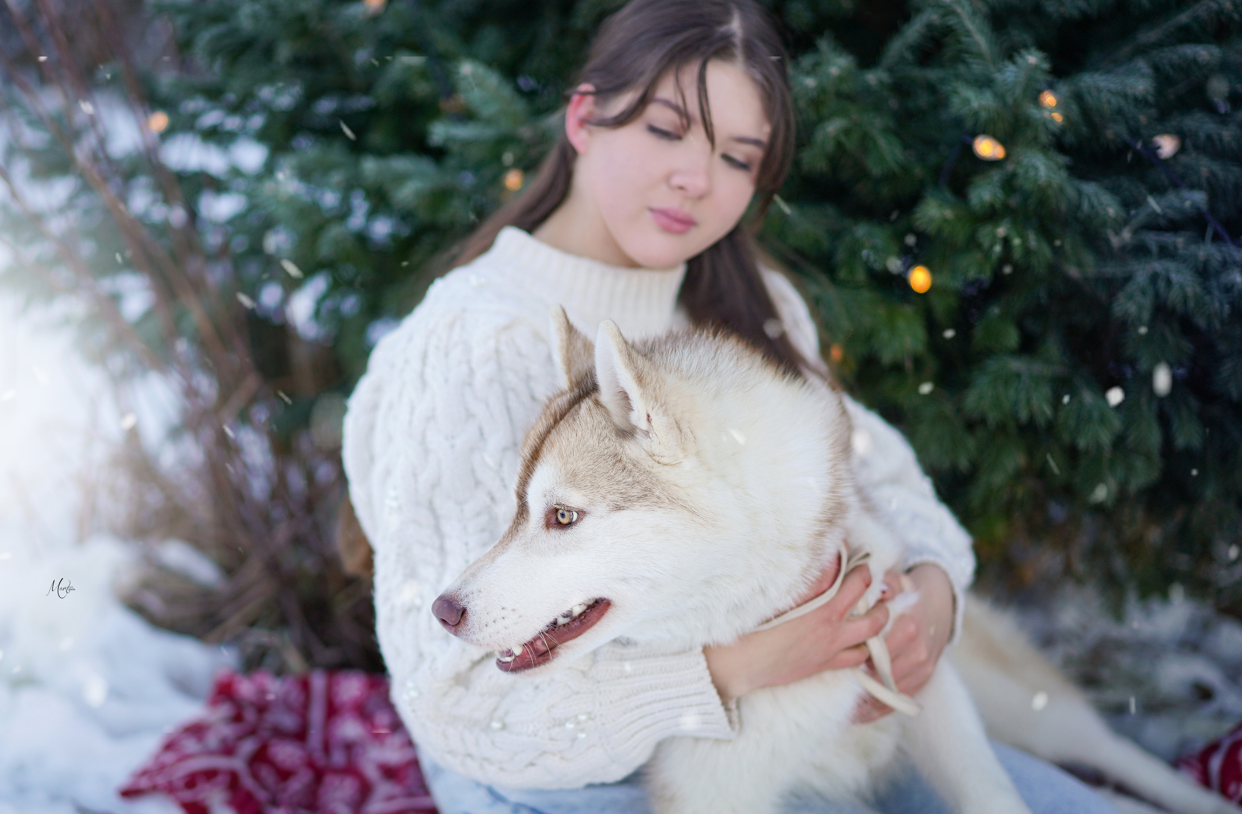Саша и хаски зима. Фотограф-анималист в Санкт-Петербурге Яна Мартынова