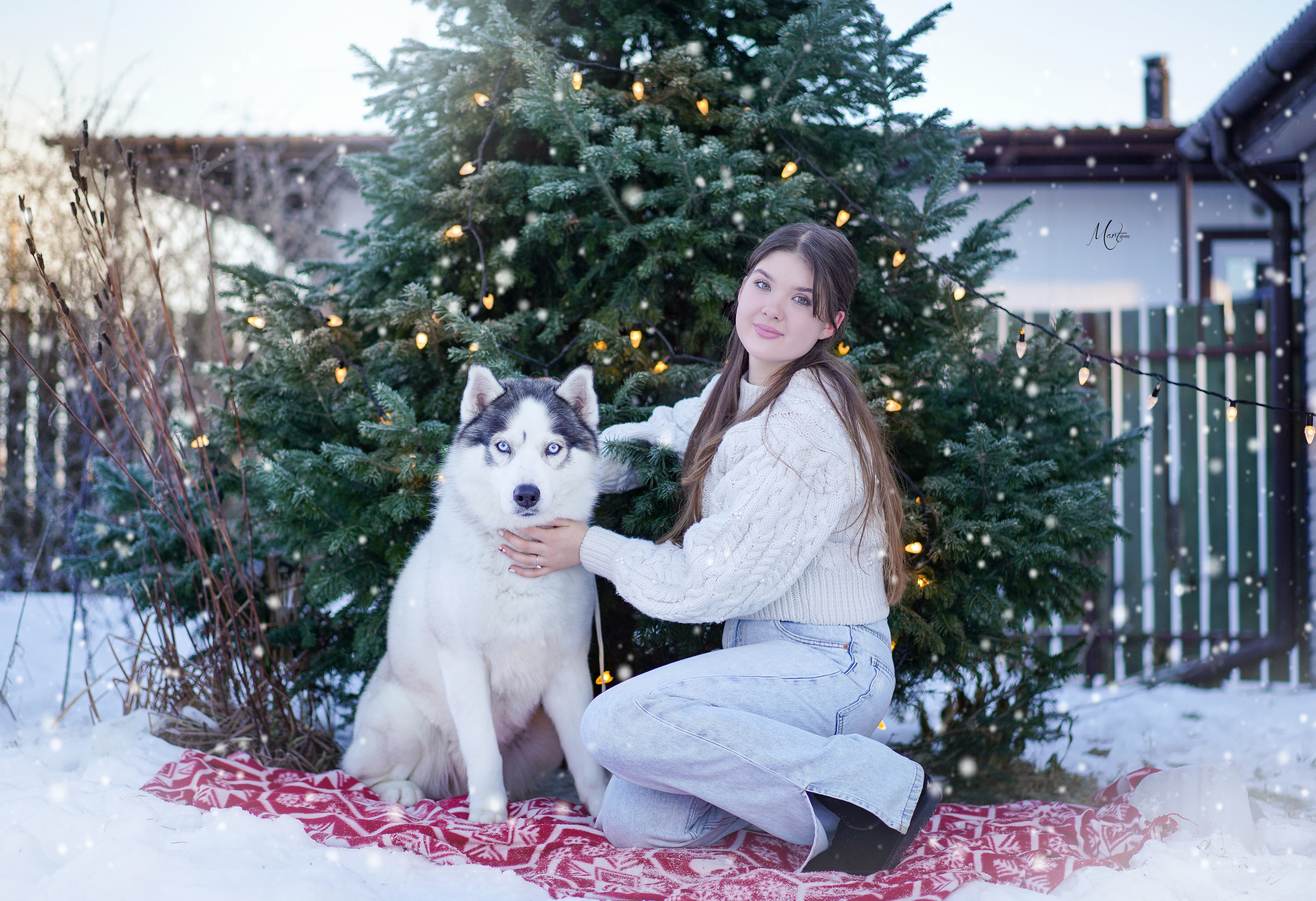 Саша и хаски зима. Фотограф-анималист в Санкт-Петербурге Яна Мартынова