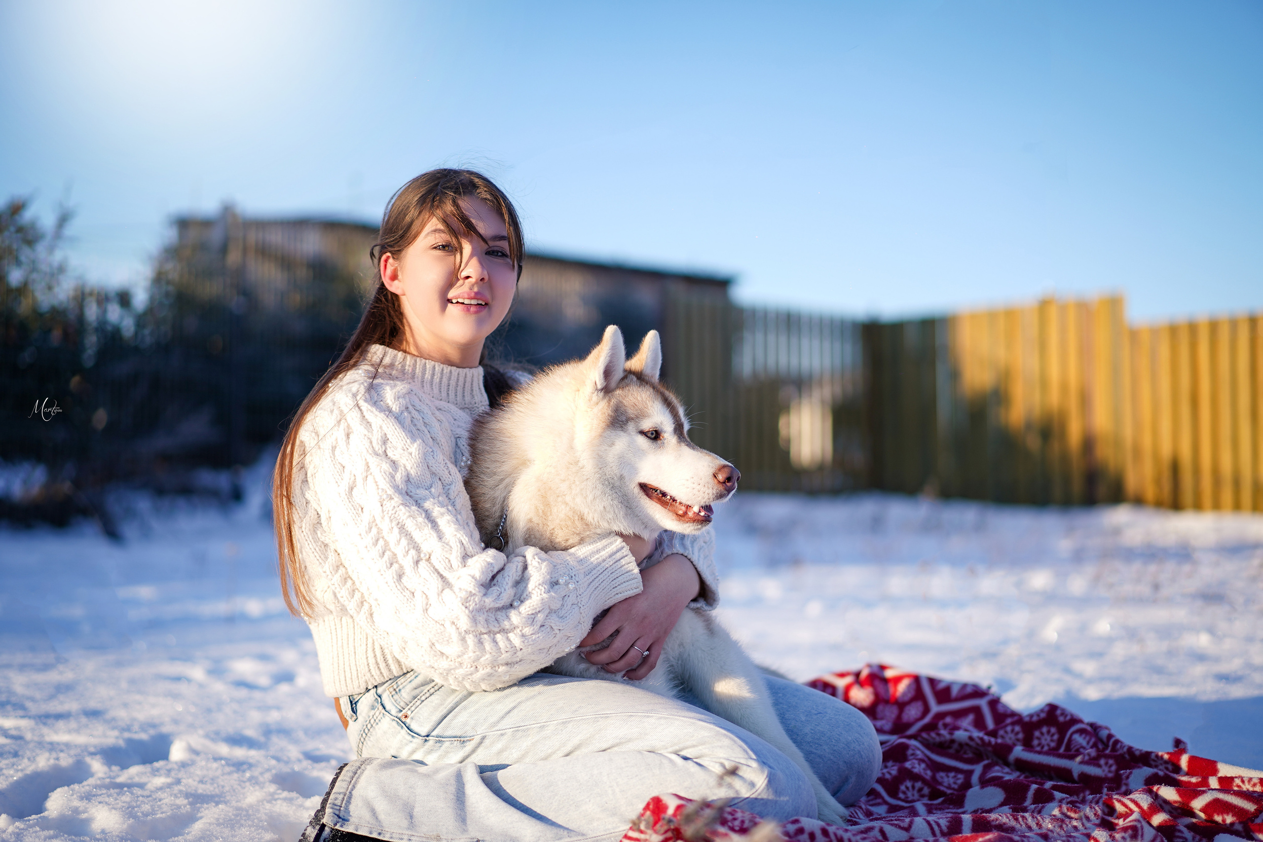 Саша и хаски зима. Фотограф-анималист в Санкт-Петербурге Яна Мартынова