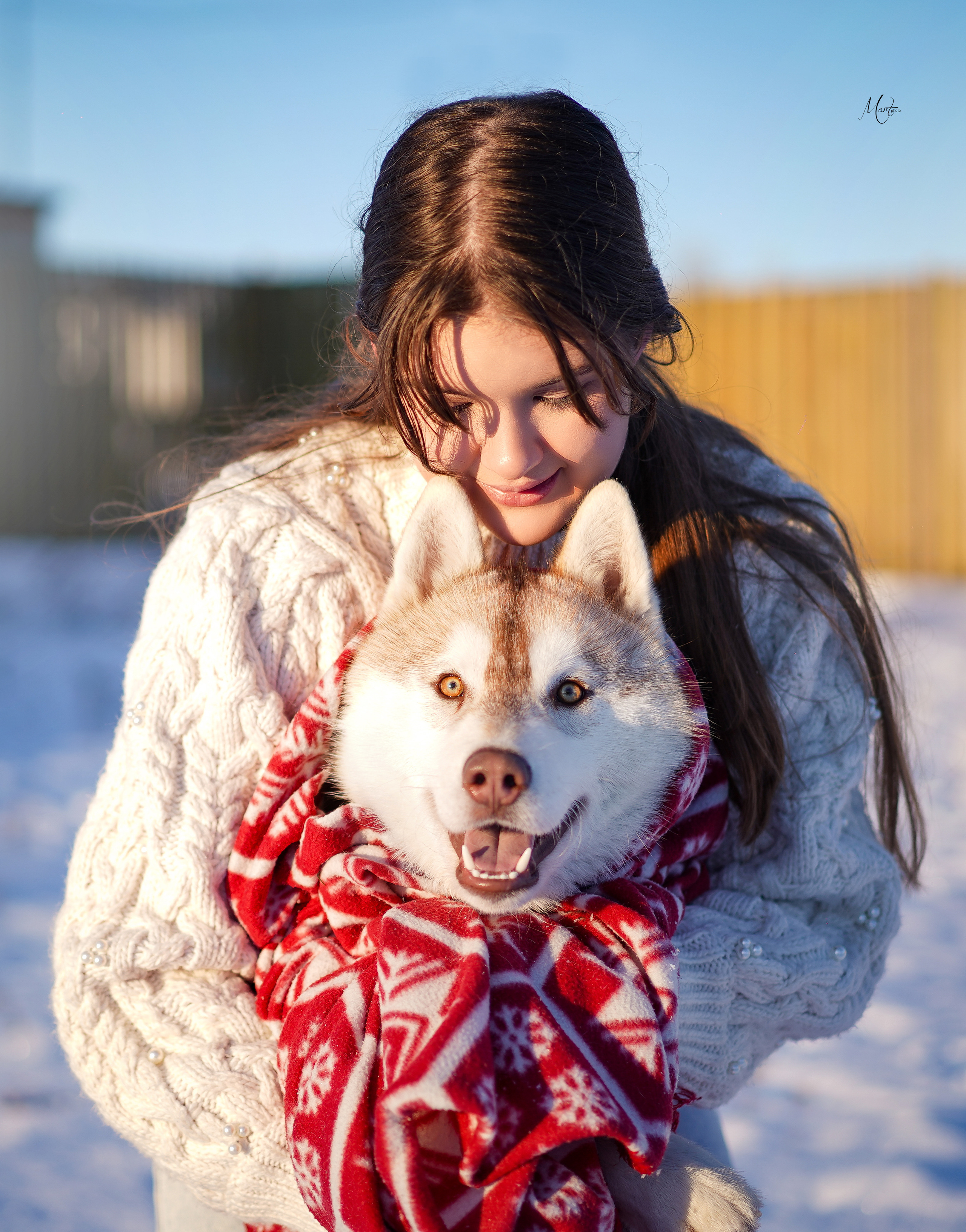 Саша и хаски зима. Фотограф-анималист в Санкт-Петербурге Яна Мартынова