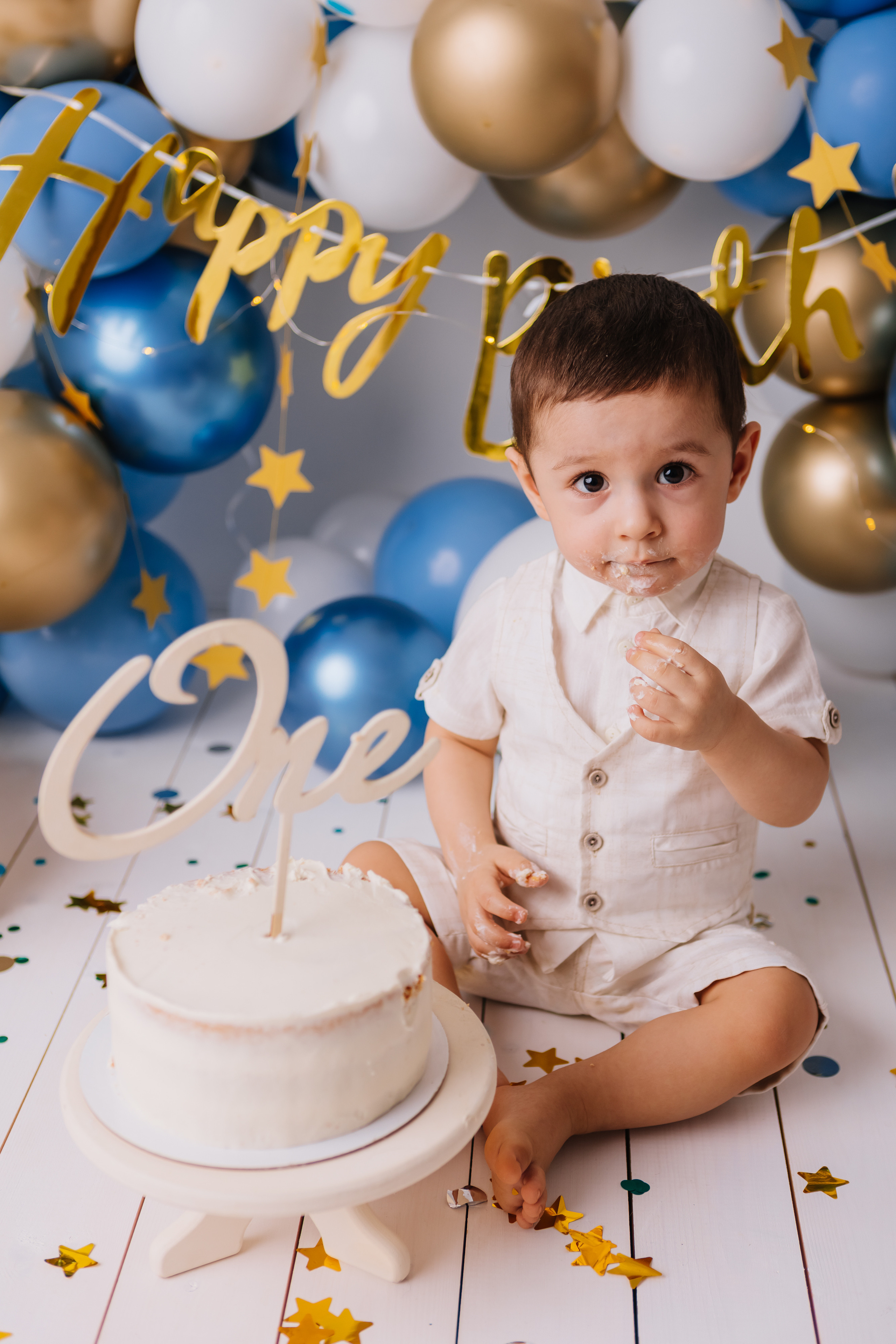 Первый тортик синий/золотой