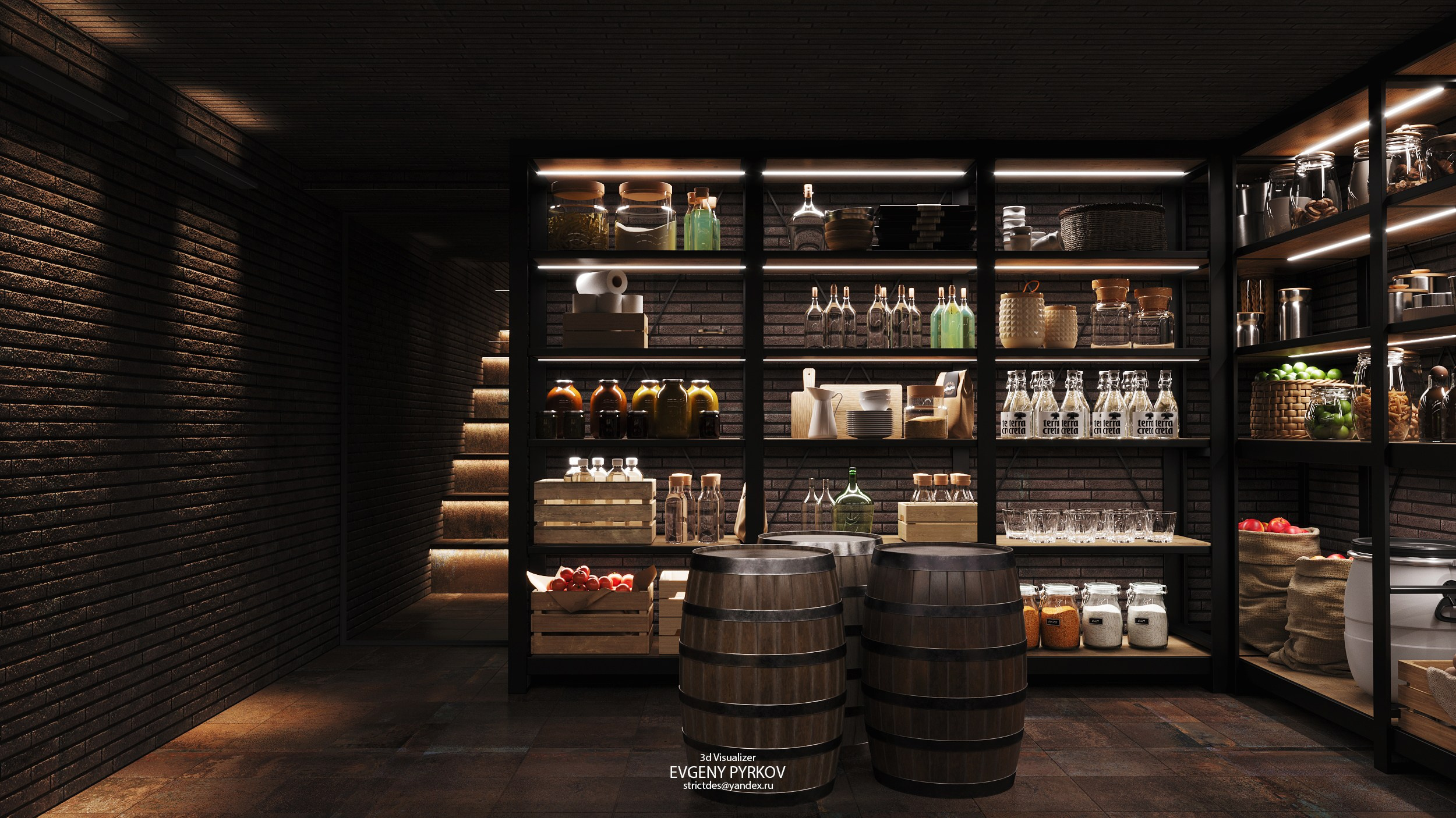 Кладовая и погреб в частном доме. Клиент Шубина Мария. Евгений Пырков — 3d визуализатор интерьеров и экстерьеров России