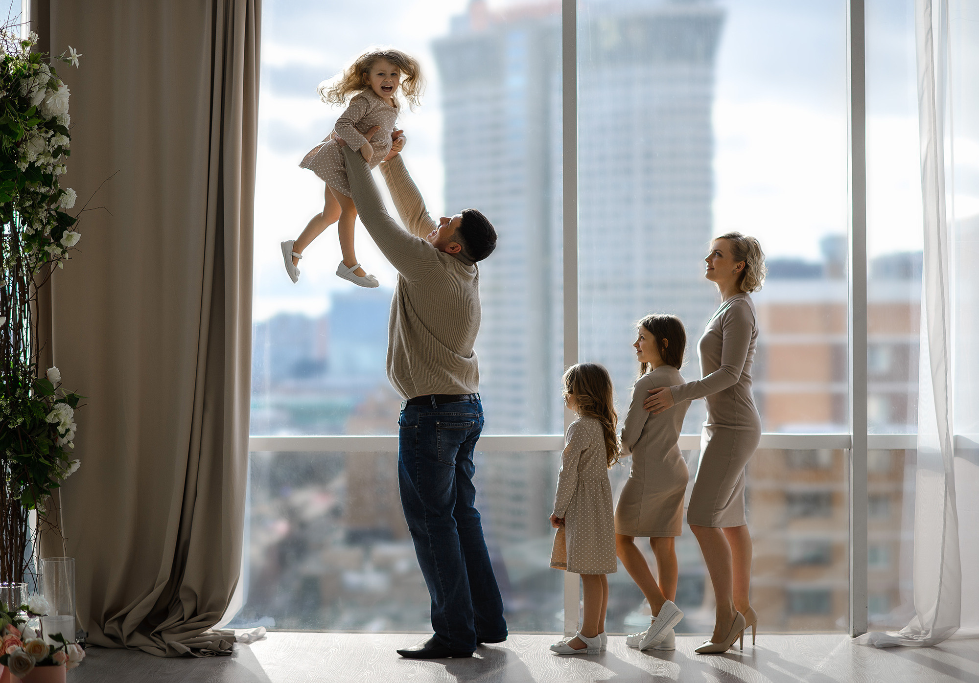 Семейная съёмка в студии. Семейный фотограф в Домодедово и Москве Елена Пичугина