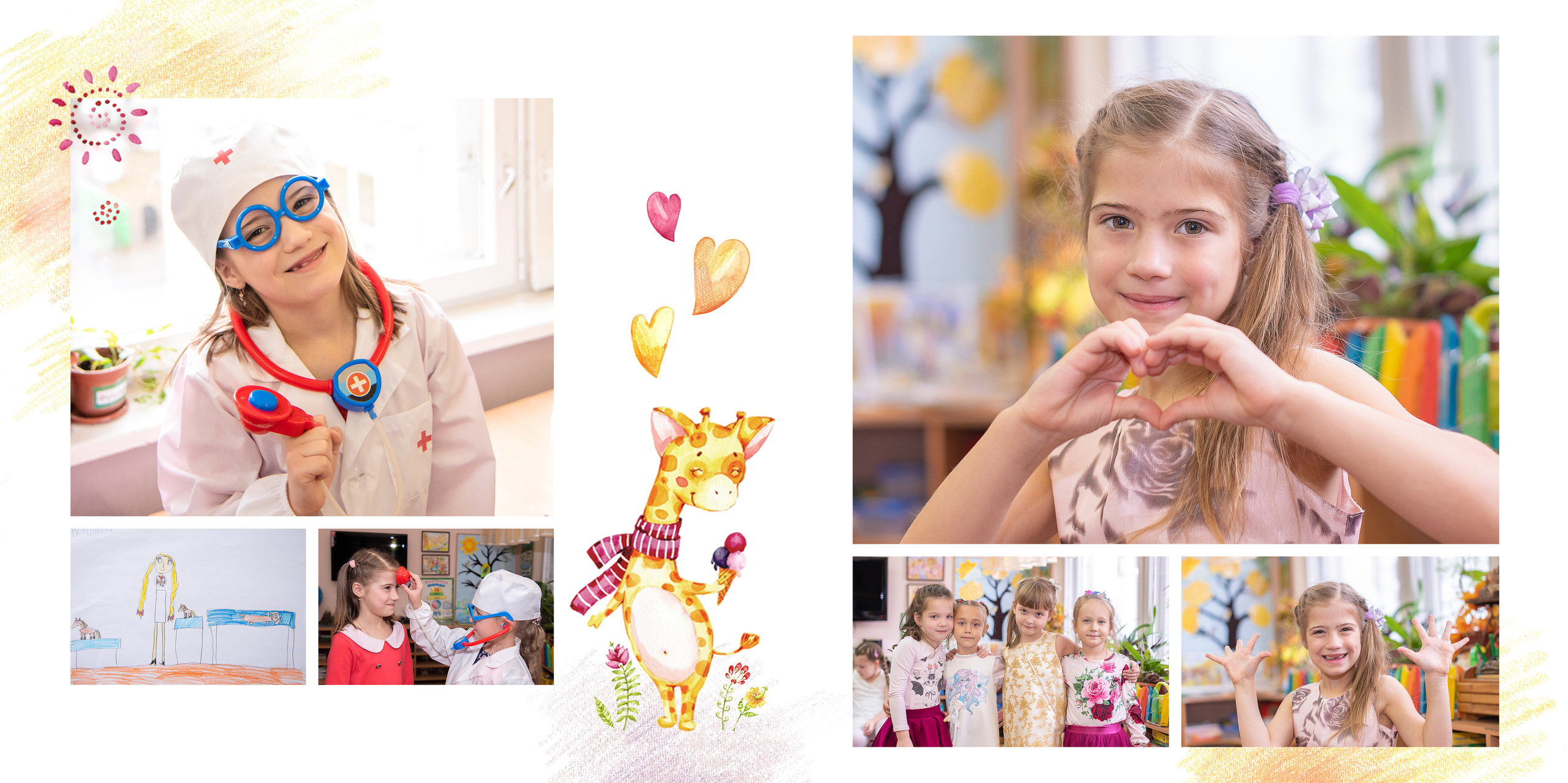 Девочка с друзьями в группе детского сада