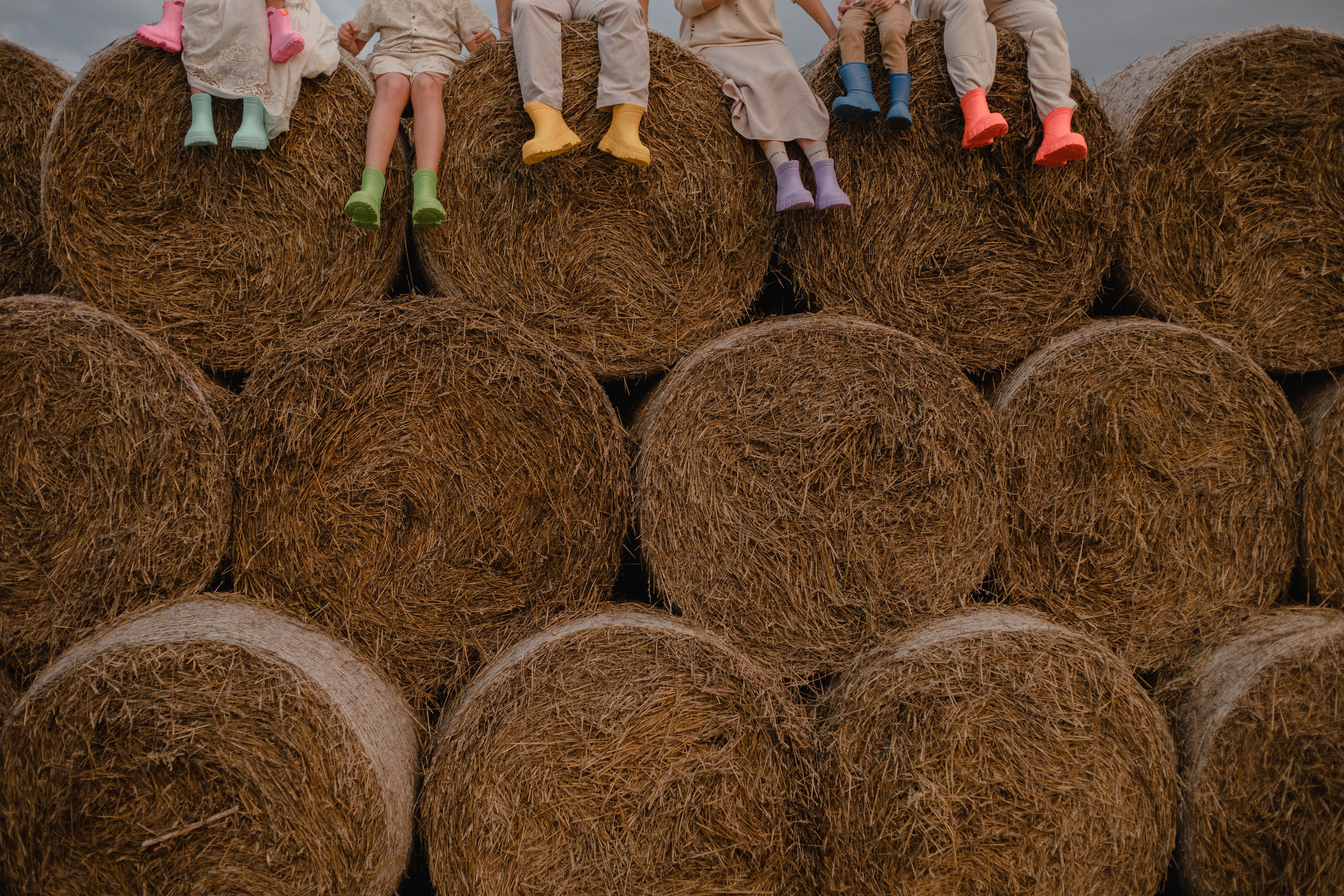 В стогах сена :)