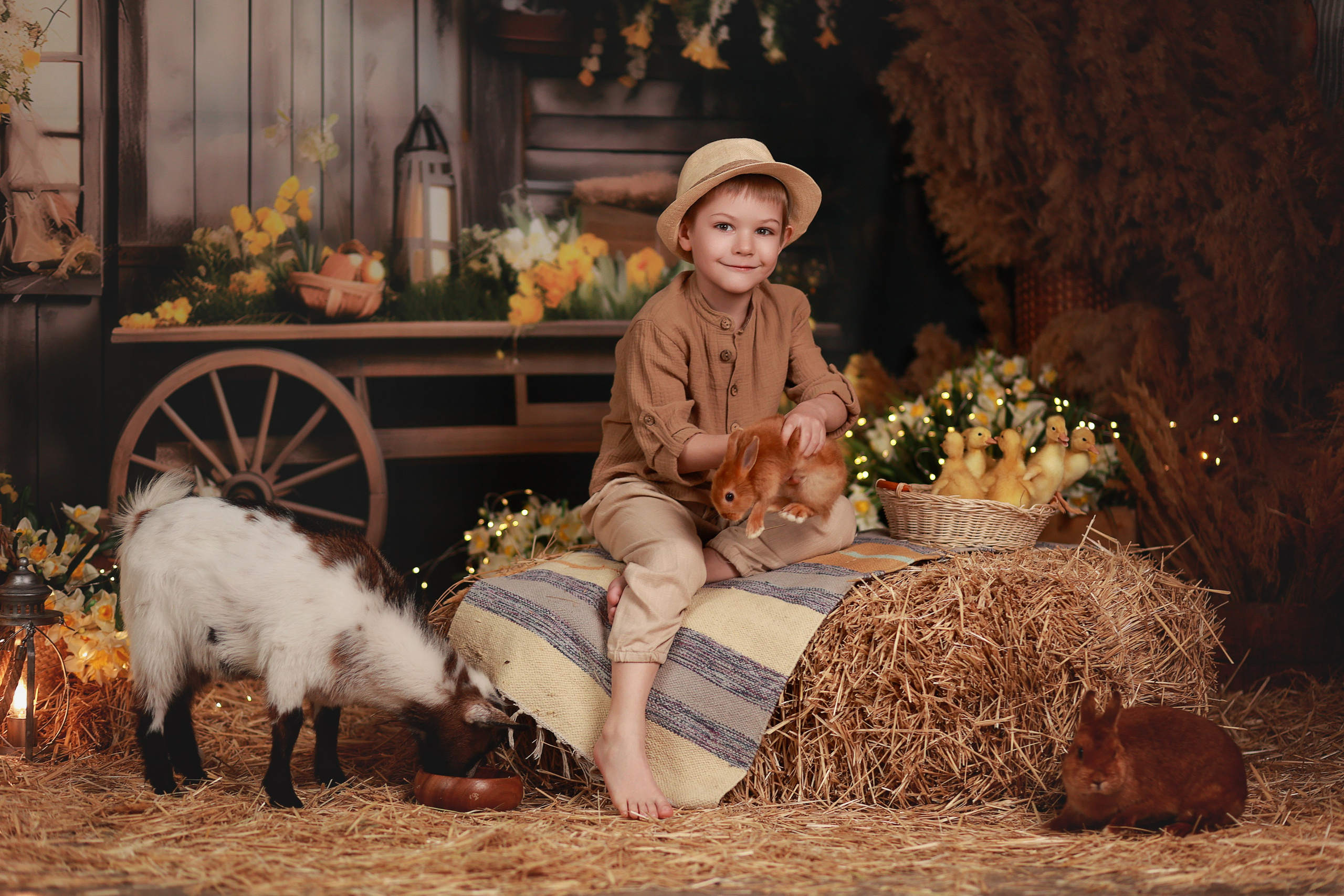 Фотопроект с козочкой и кроликами. Детский семейный фотограф Краснодар