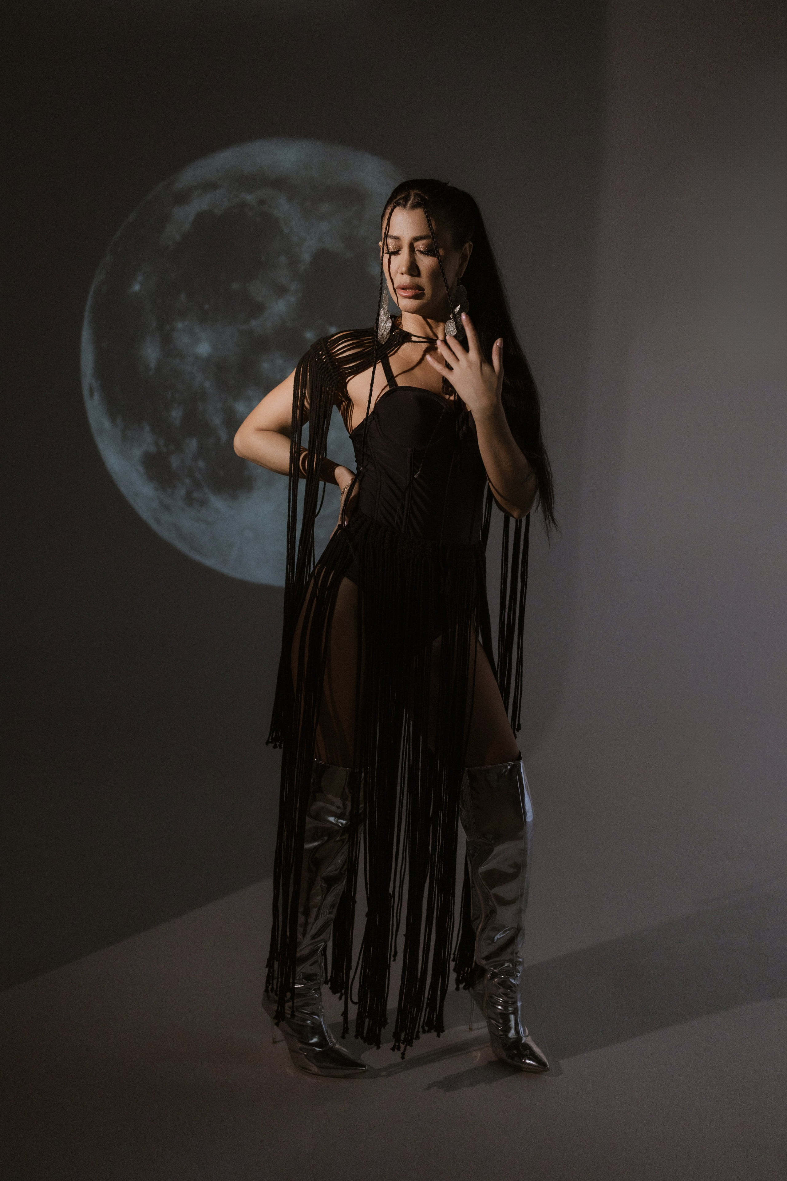 фотосессия с луной в студии
