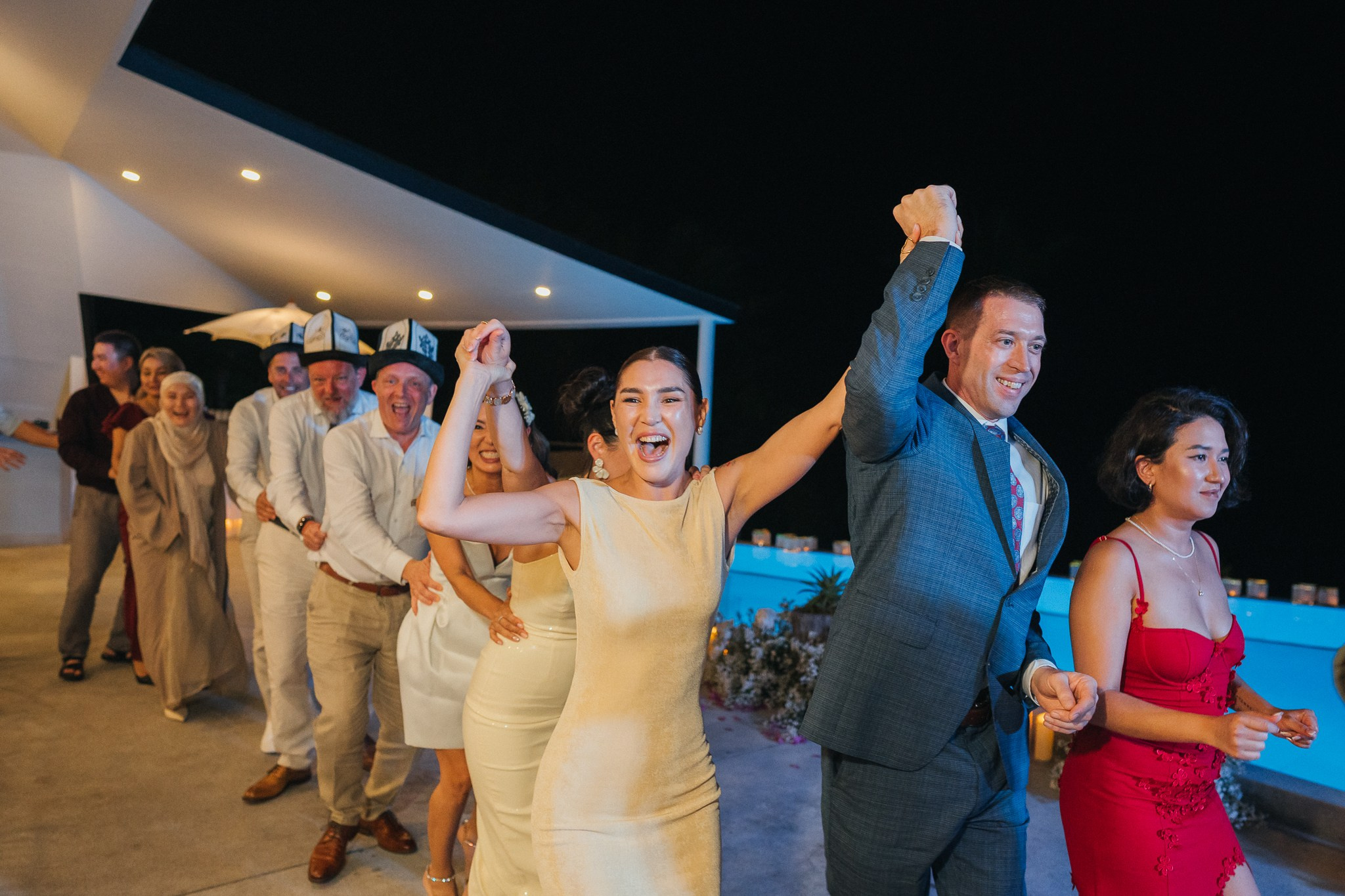 Romantic villa wedding venue decorated with fresh flowers in Koh Samui