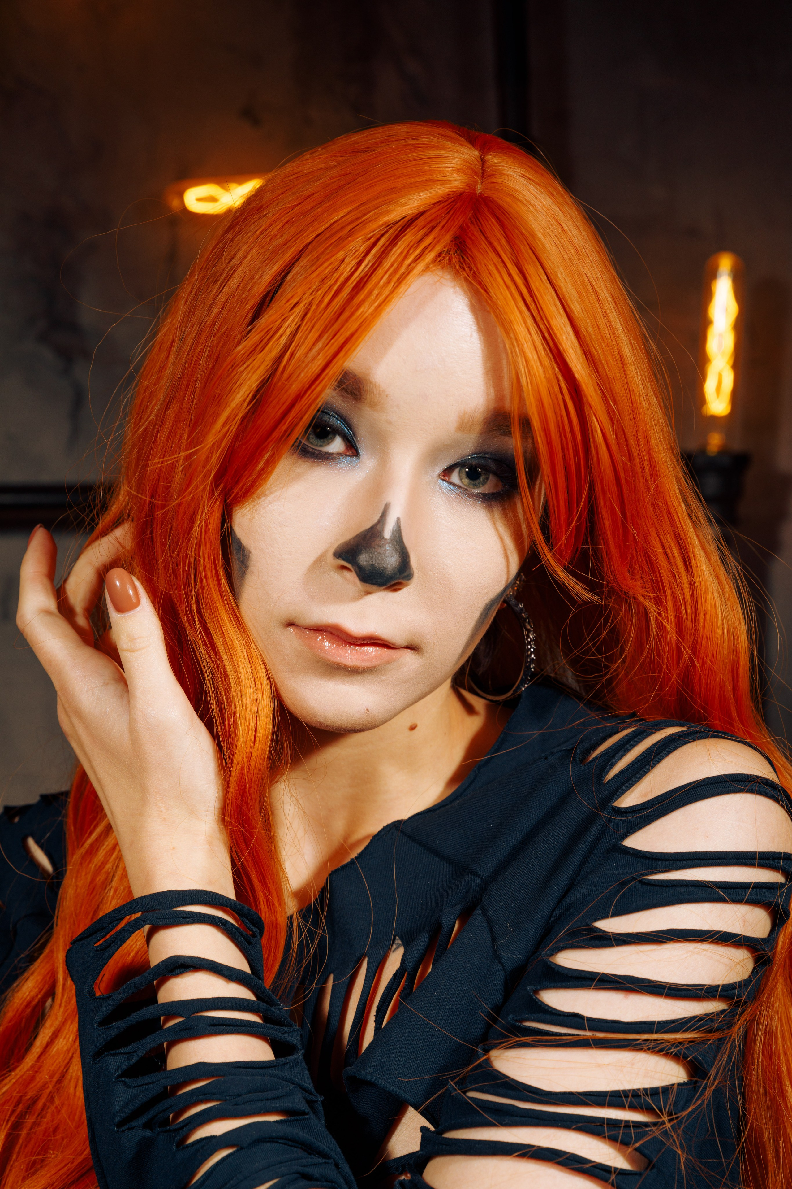 День мертвых хэллуин девушка в гриме скелета