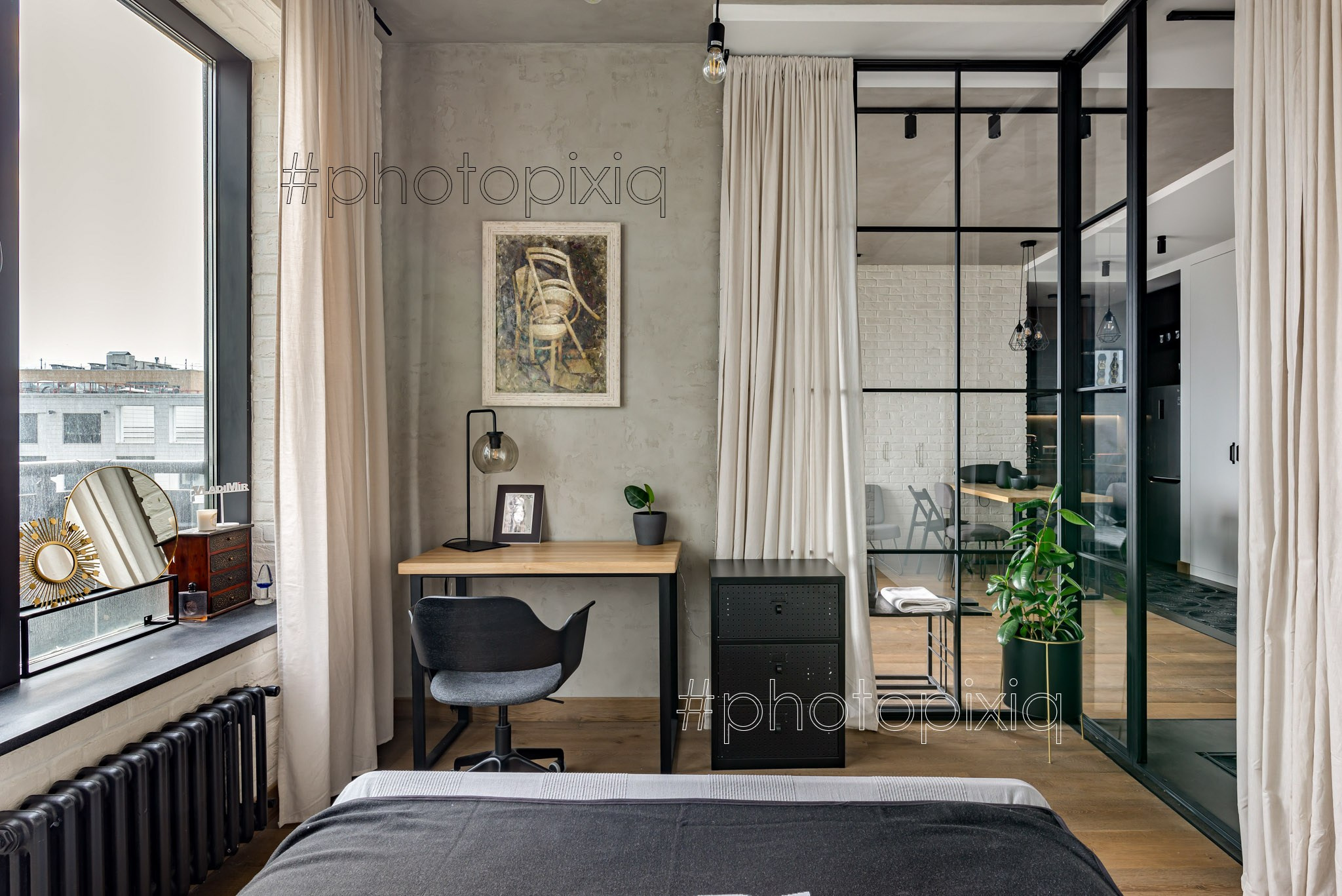 Интерьерная съёмка квартиры лофт в ЖК «Headliner». Интерьерная съёмка и виртуальные туры — Интерьерный фотограф Кузнецов Сергей (photopixiq)