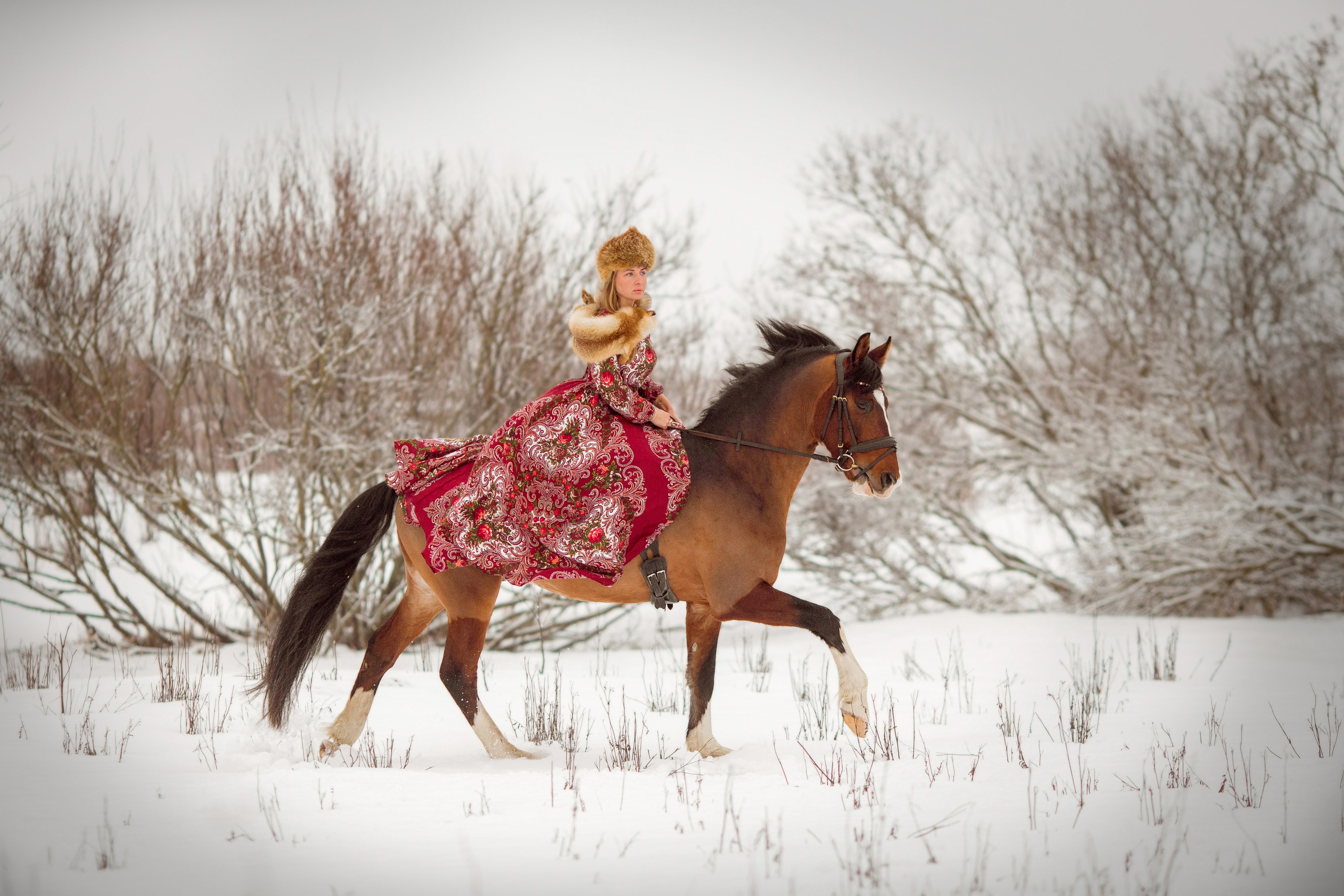 Фотосессия с лошадью в русском стиле