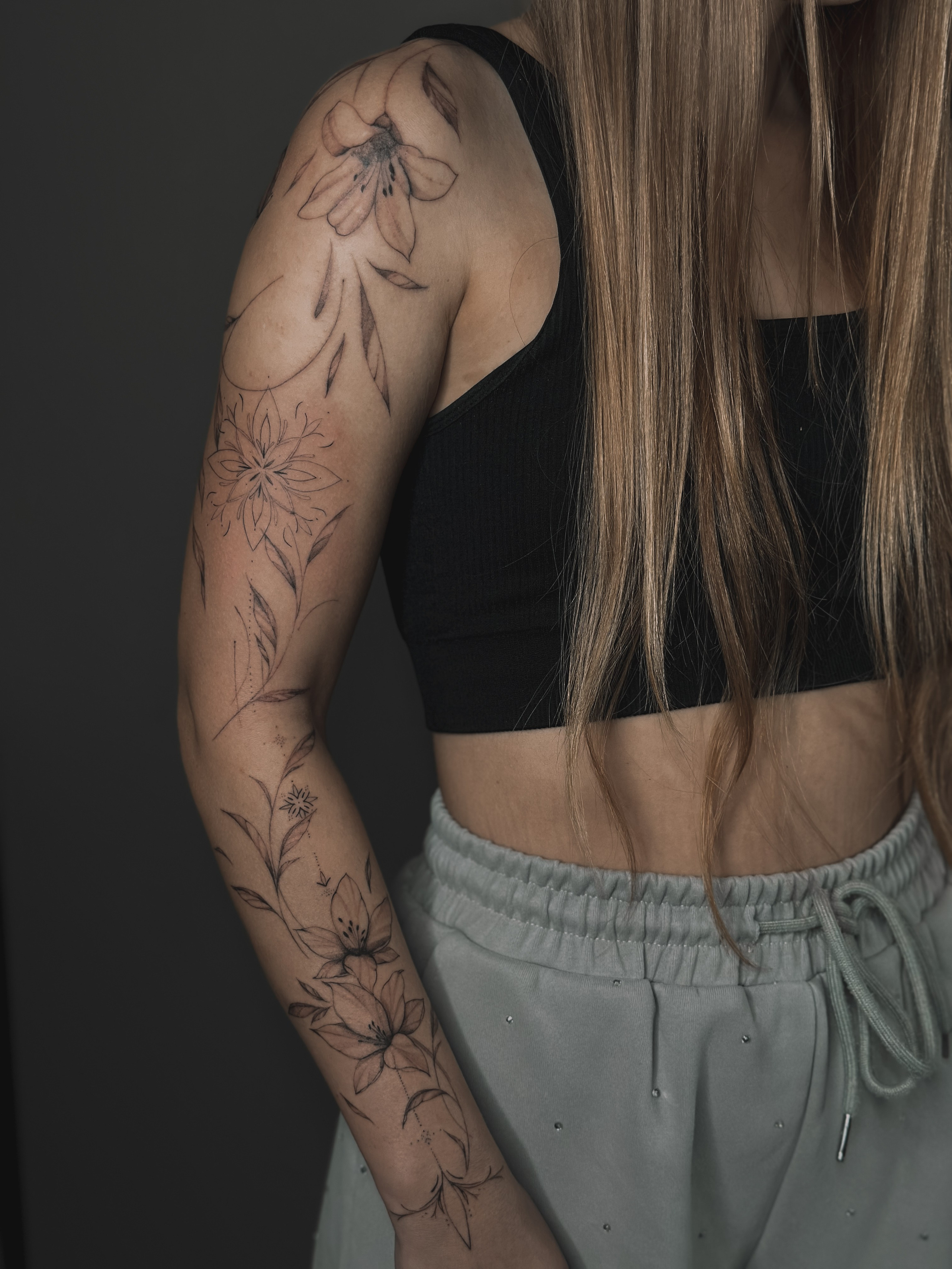 Цветочные рукава. Тату мастер Новосибирск